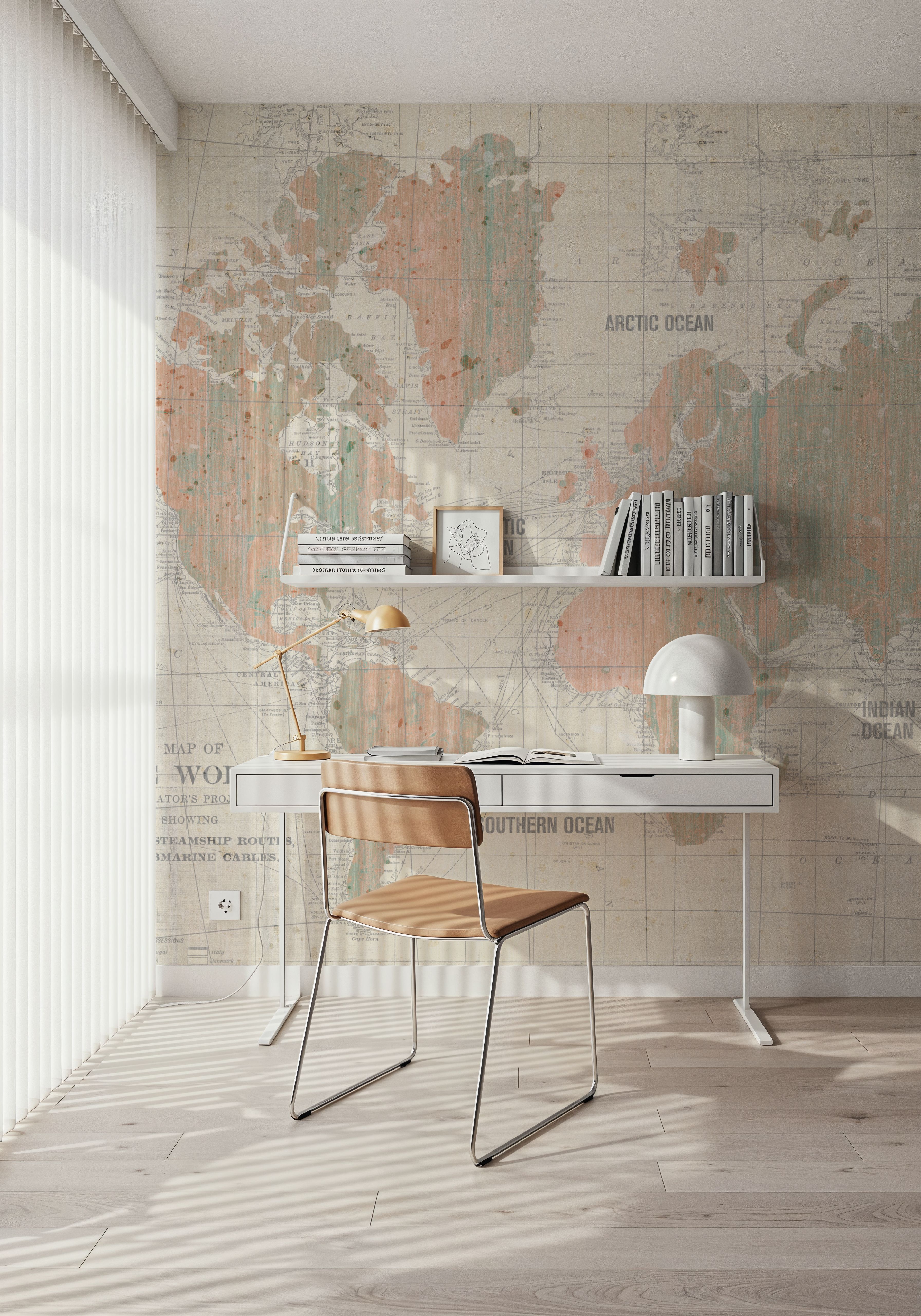 Old World Map Blush and Mint