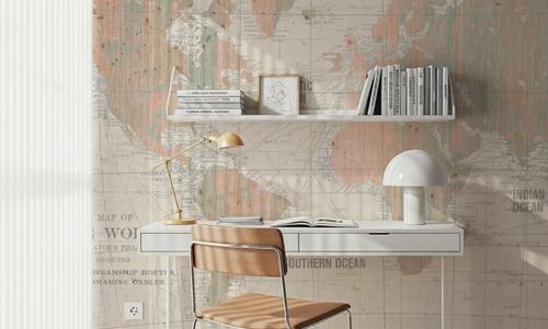 Old World Map Blush and Mint