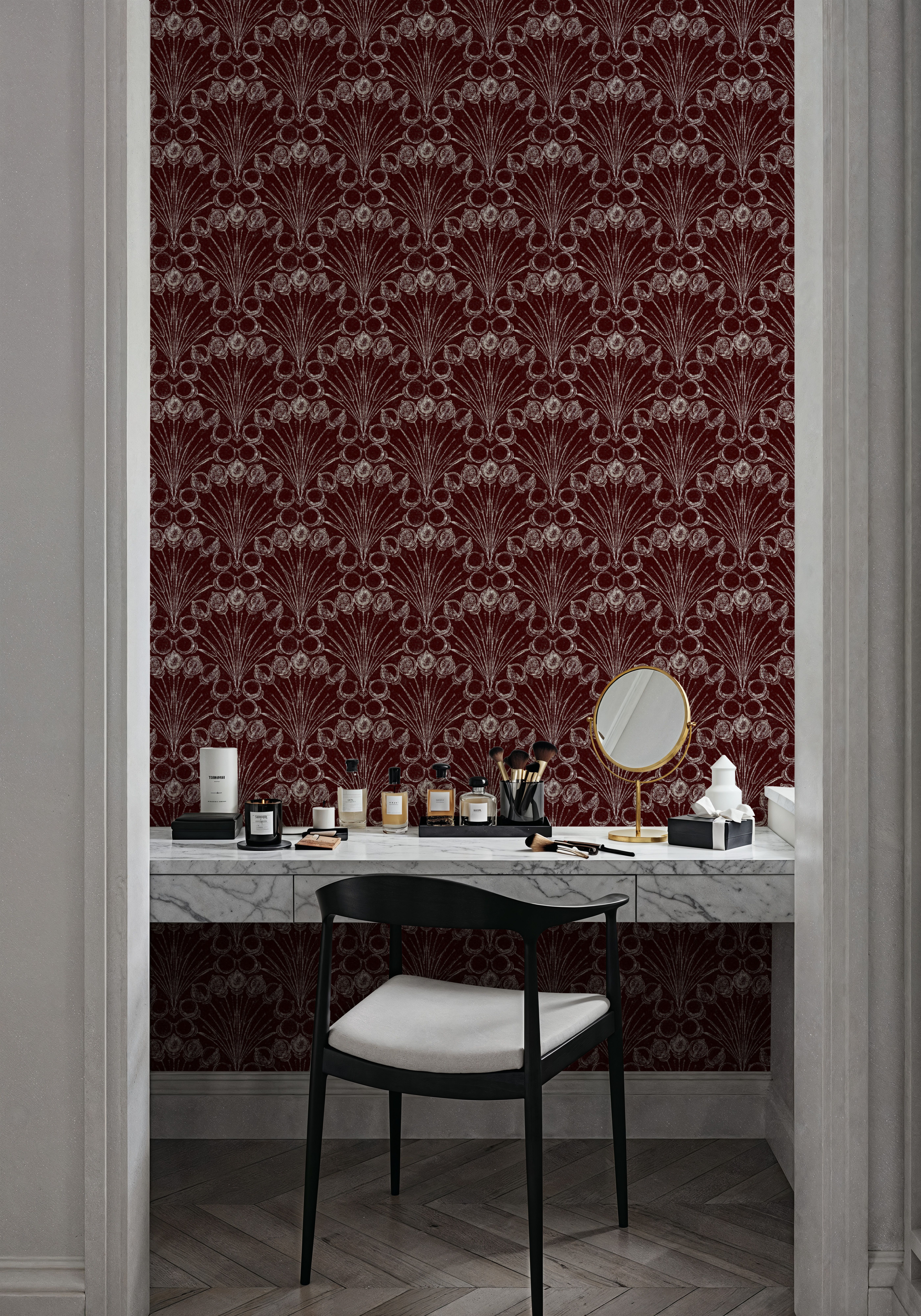 Art Deco Moon Phase, Maroon