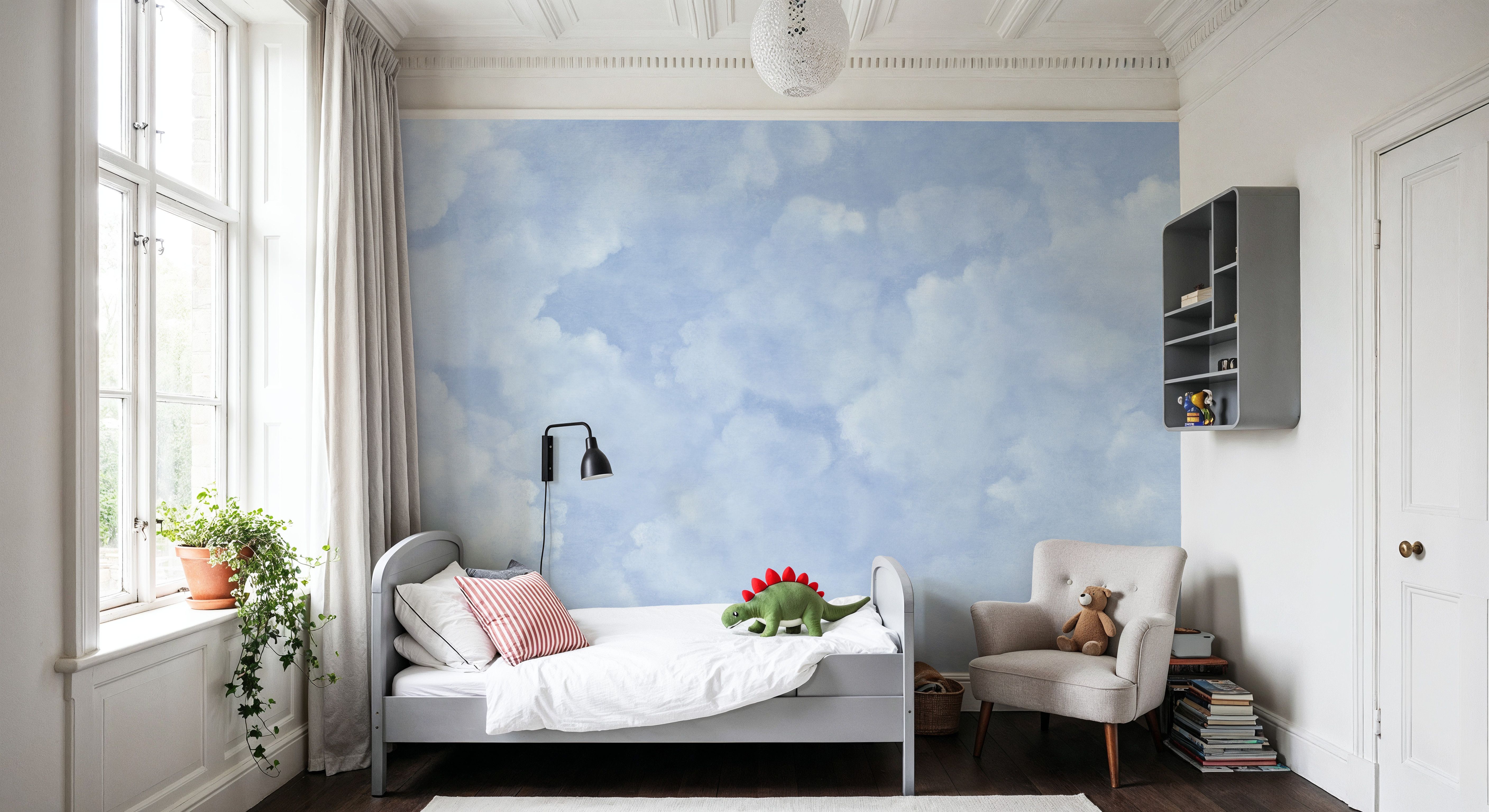 Painted Dreamy Clouds, Bright Blue