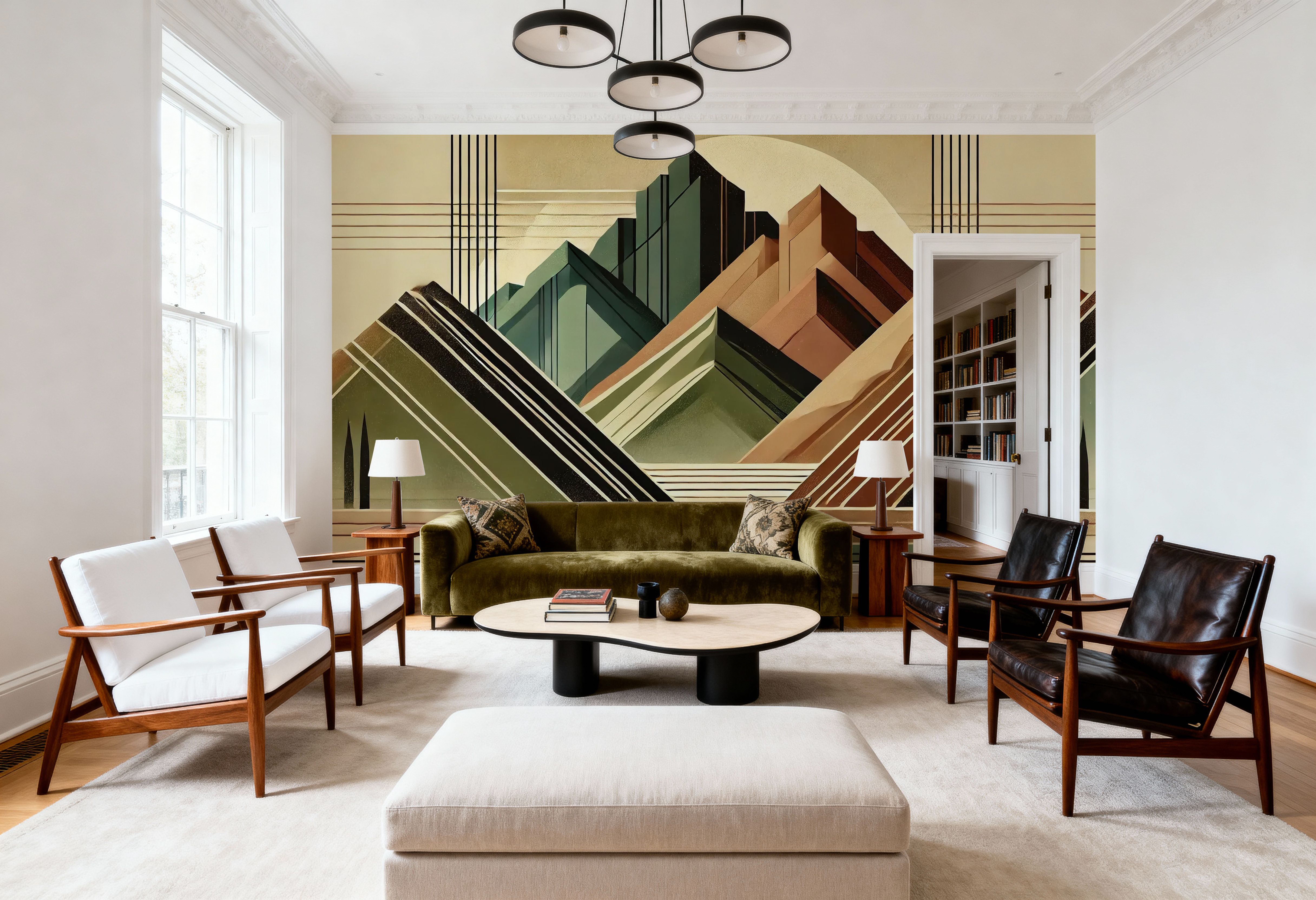 Elegant Art Deco Mountain Peaks, Wallpaper