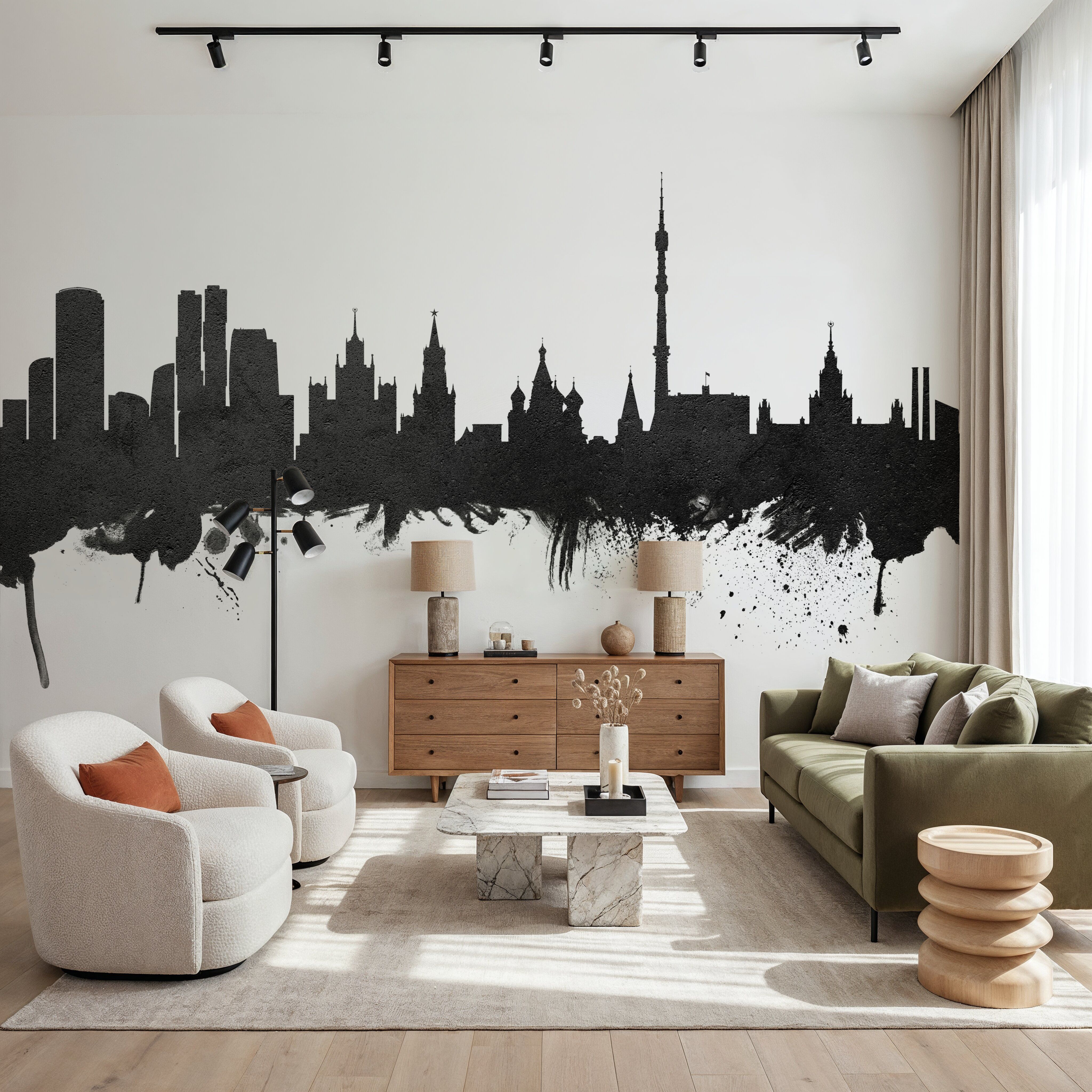Moscow Russia Skyline Black & White