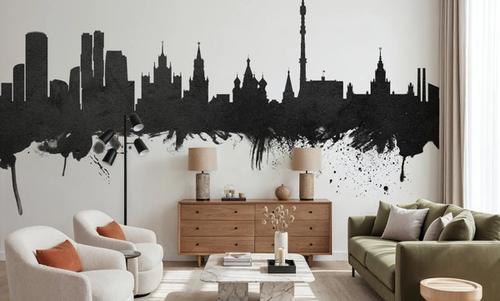 Moscow Russia Skyline Black & White