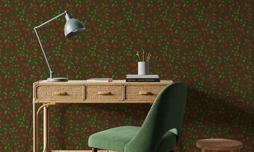 Rosehips, Coral on Olive