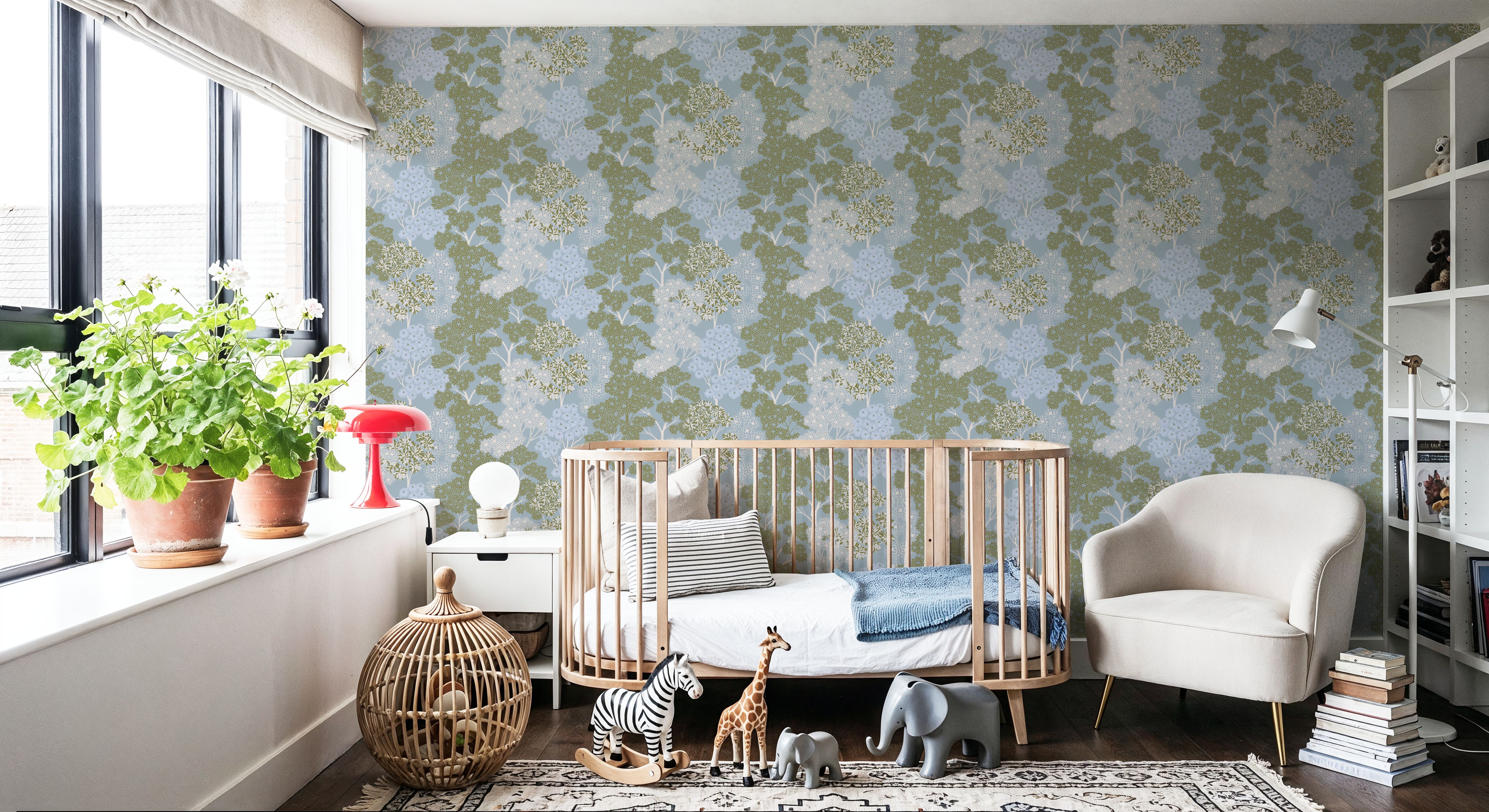 Overleaf Woodland Pattern, French Blue