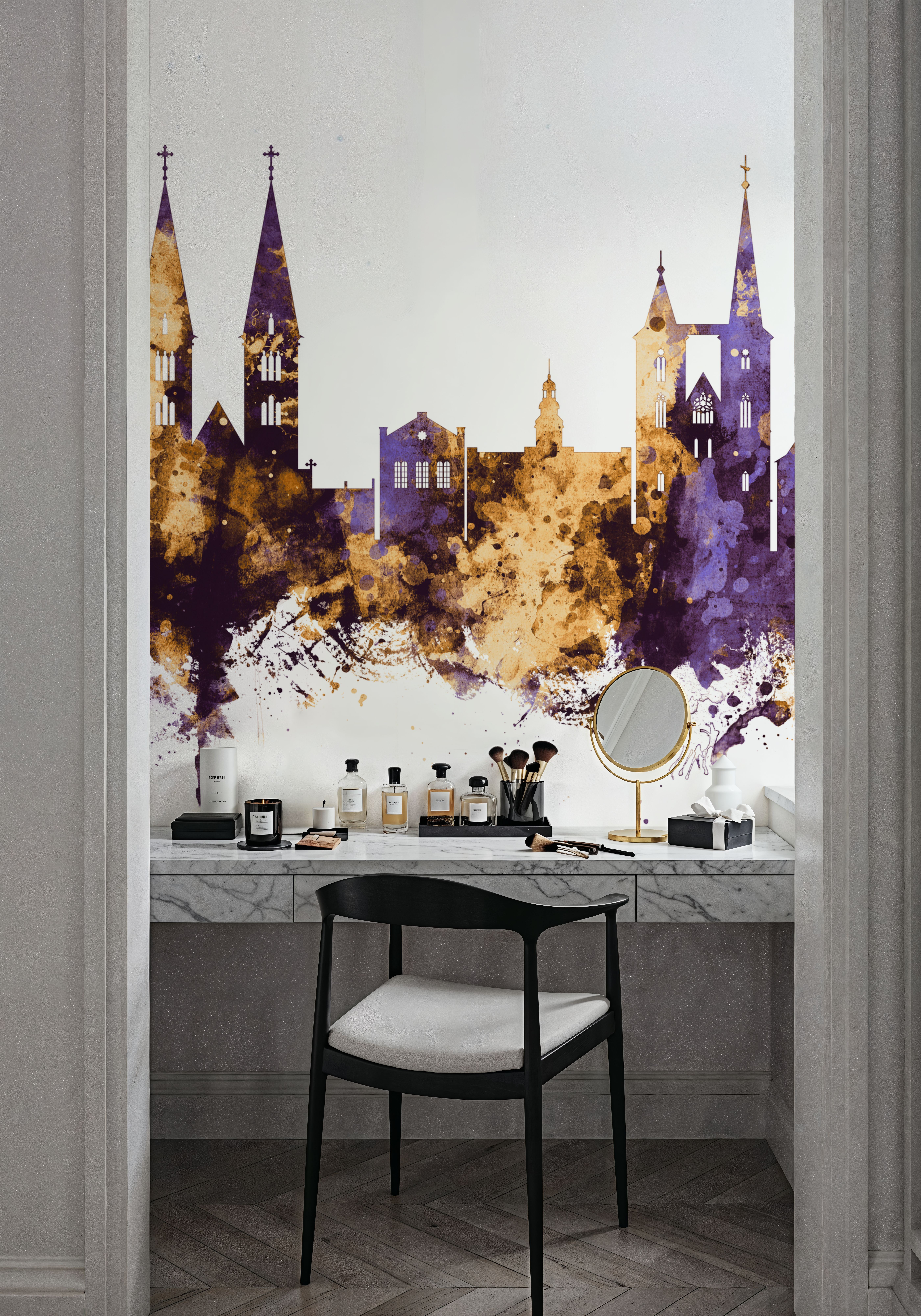 Halberstadt Germany Skyline Purple & Gold