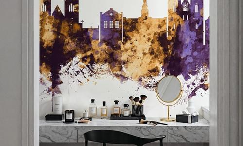 Halberstadt Germany Skyline Purple & Gold