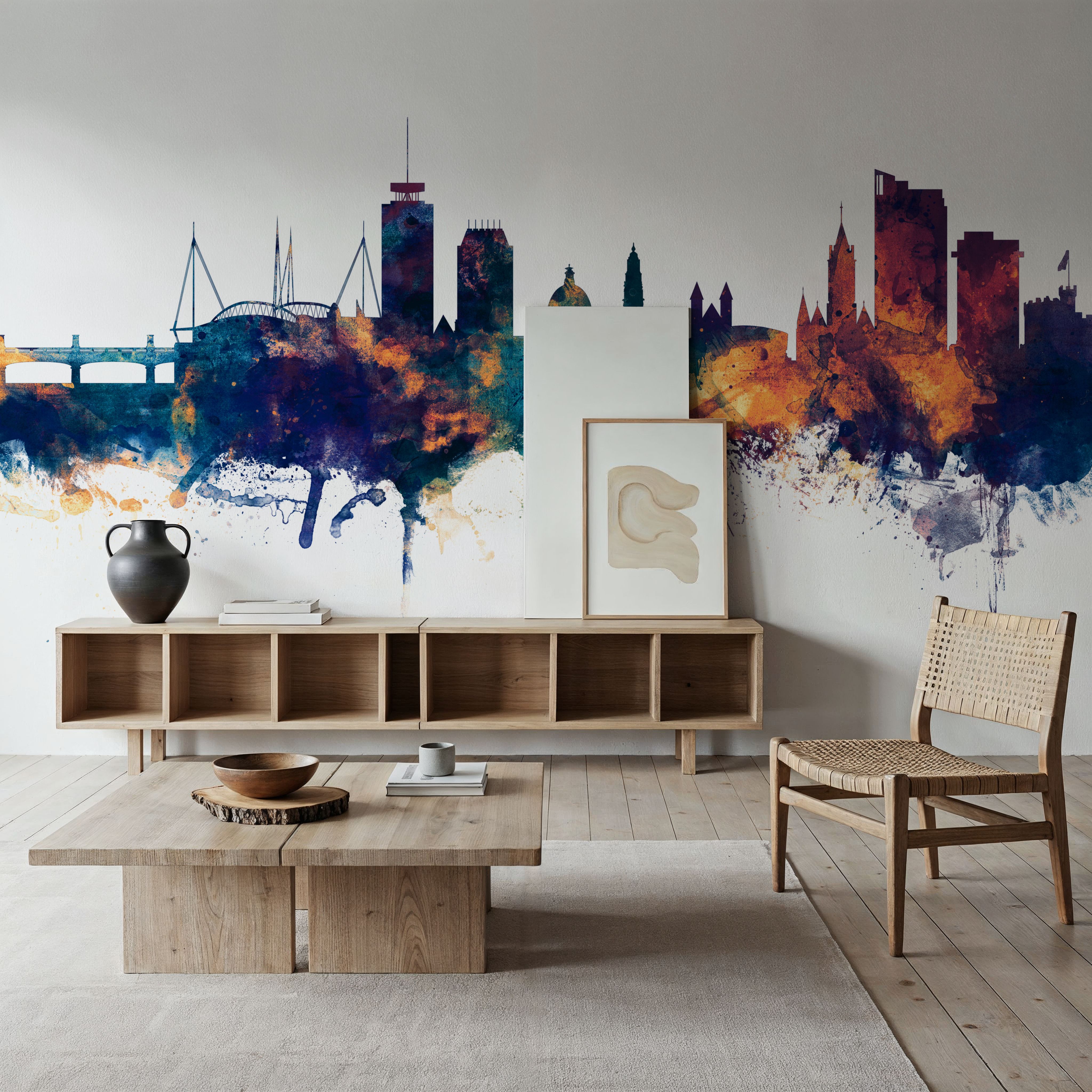 Cardiff Wales Skyline Blue & Bronze