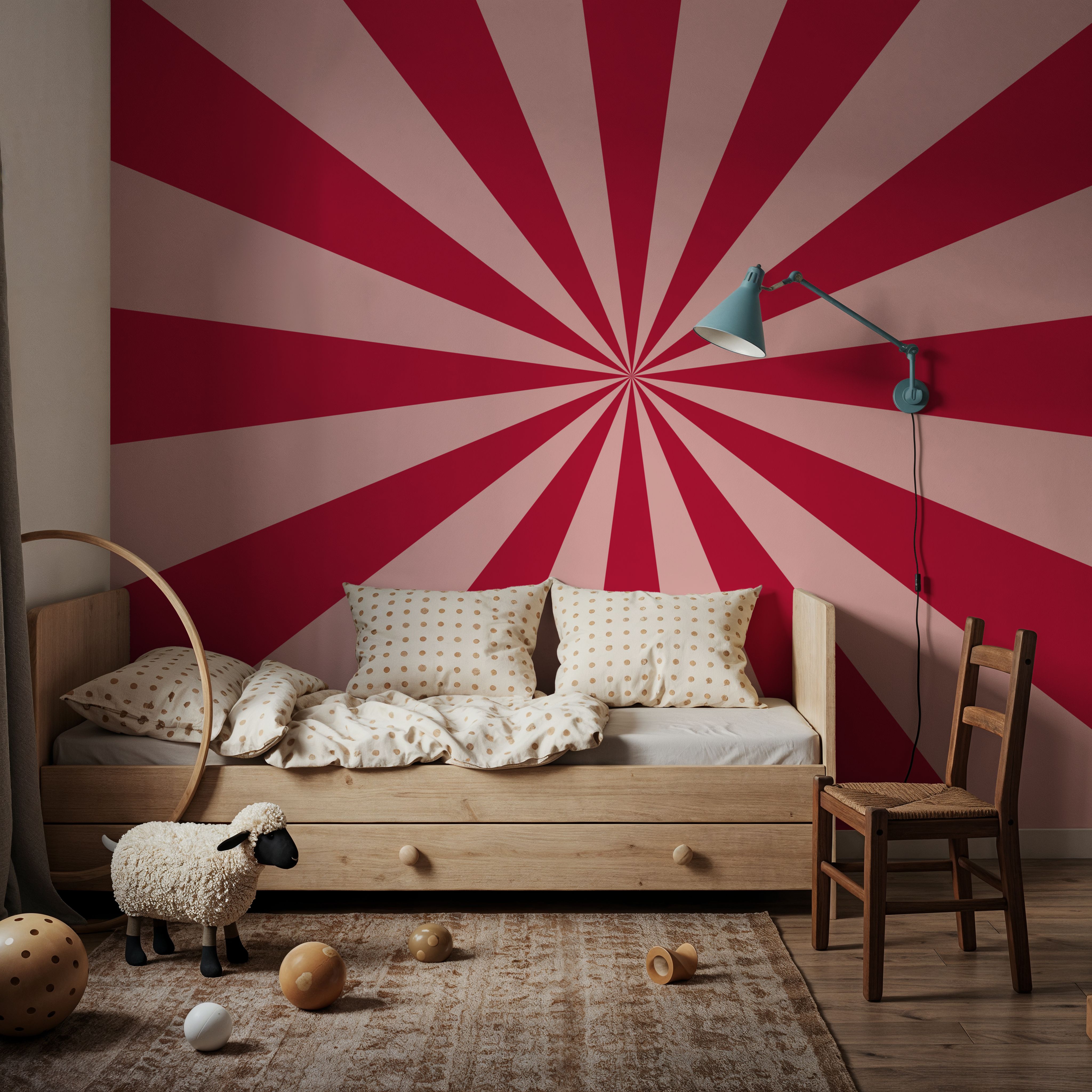 Circus Ceiling, Red on Pink