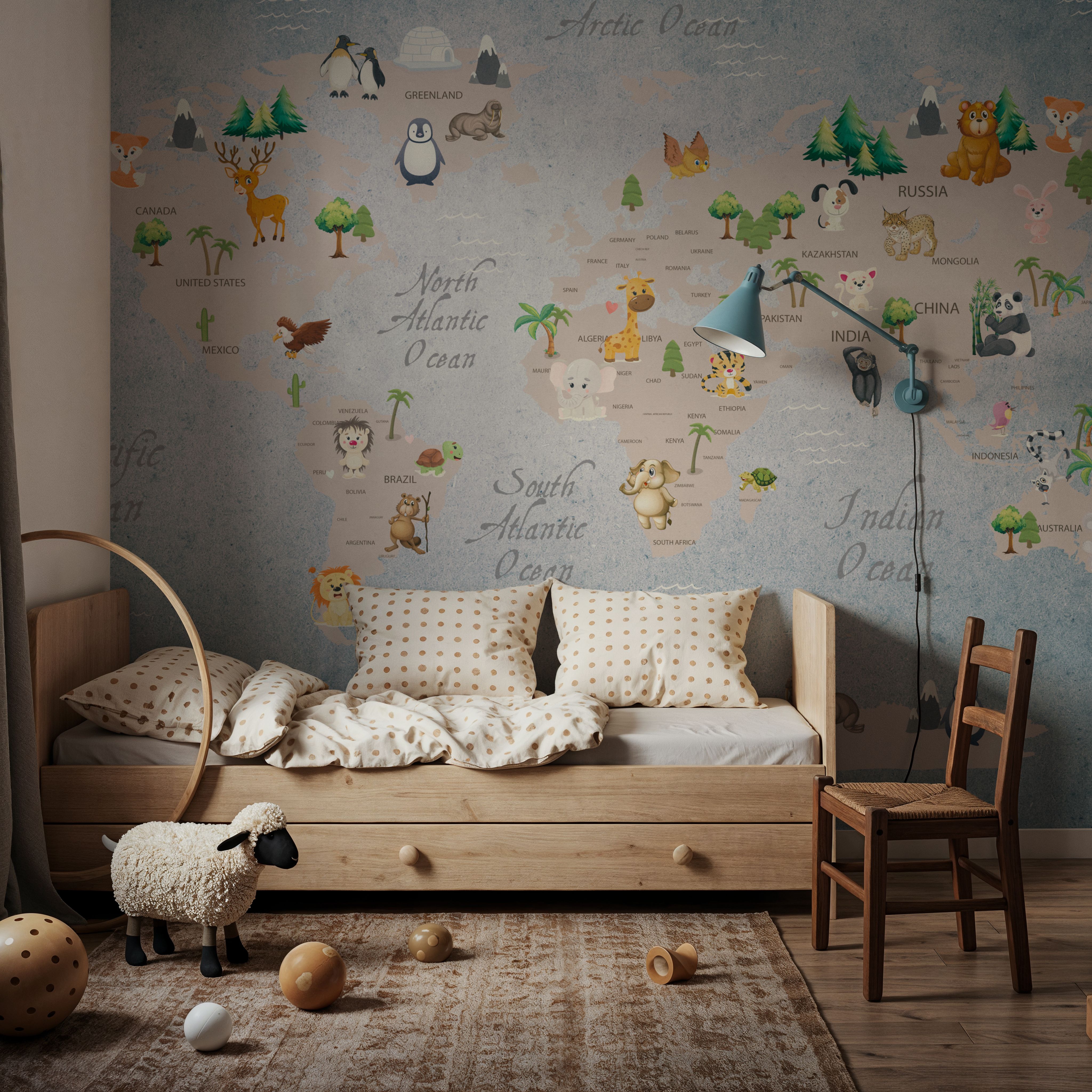 Cute Animals World Map