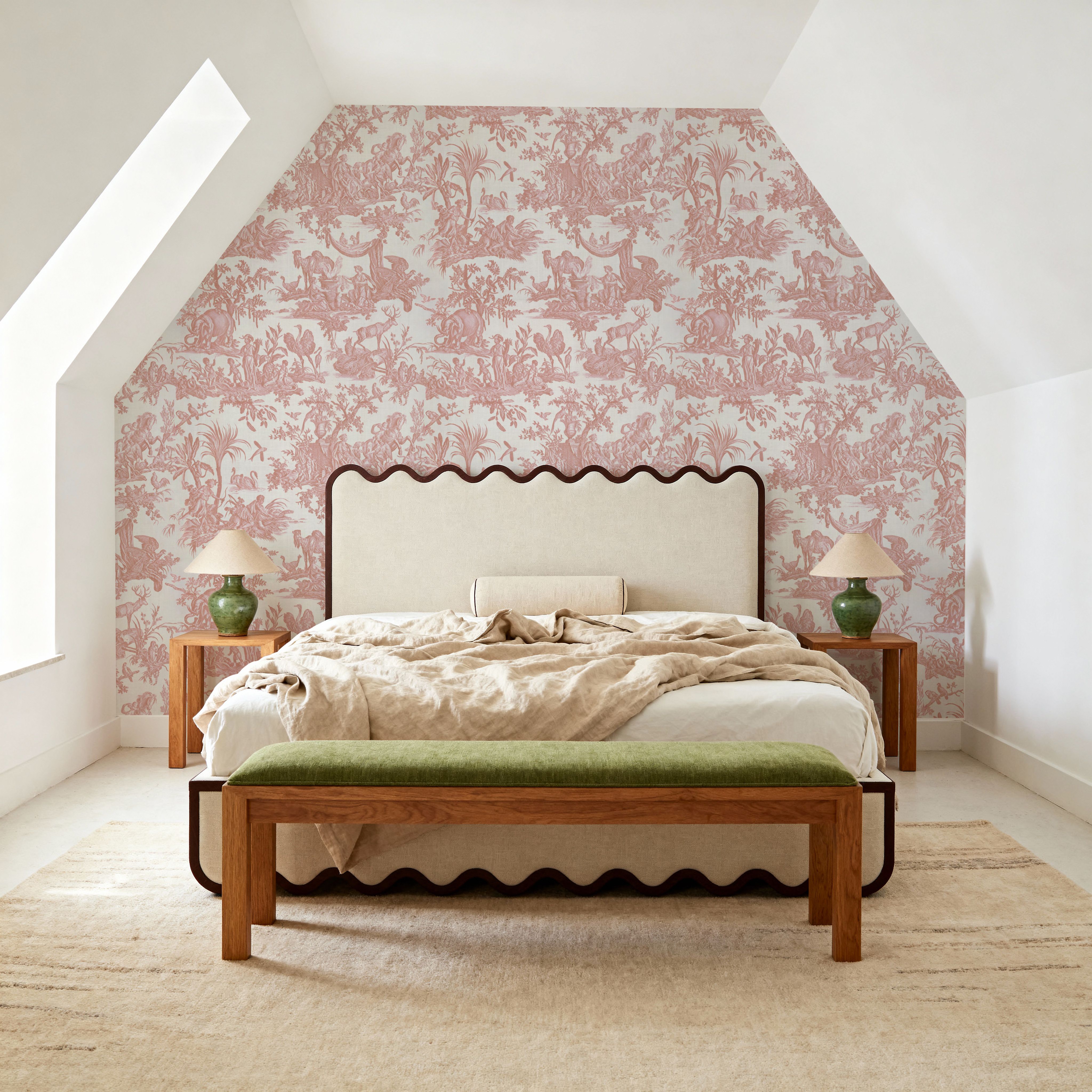 Patinated Linen Toile de Jouy, Rose