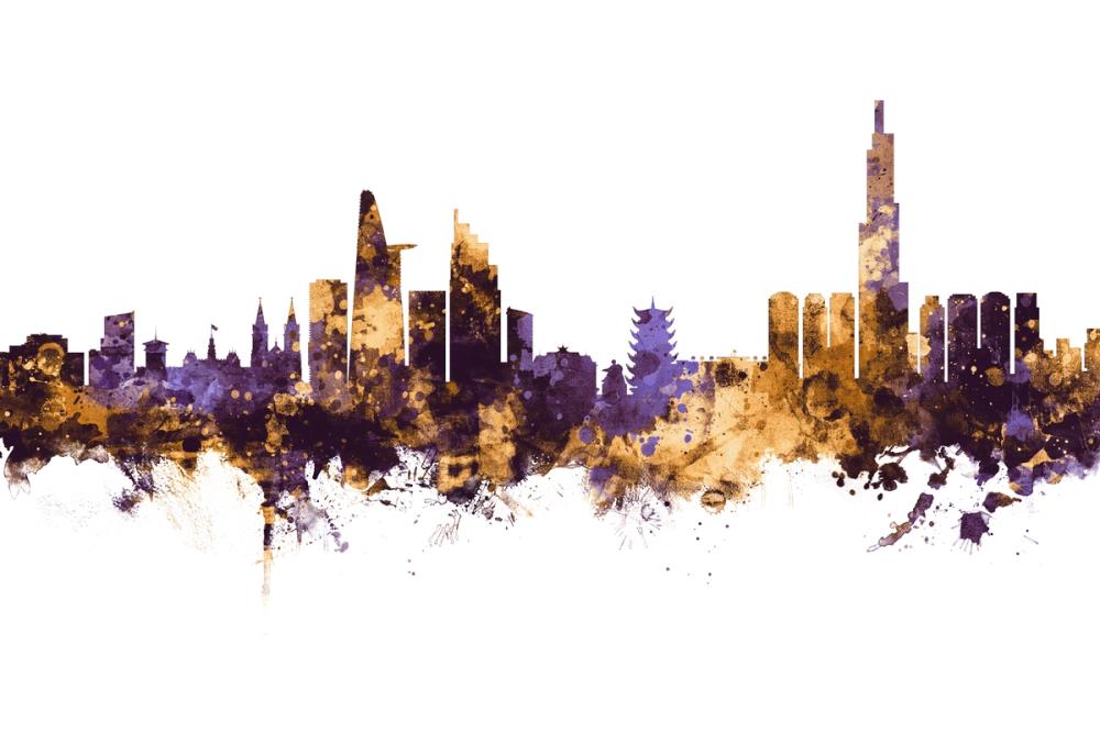 Ho Chi Minh City Vietnam Skyline Purple & Gold