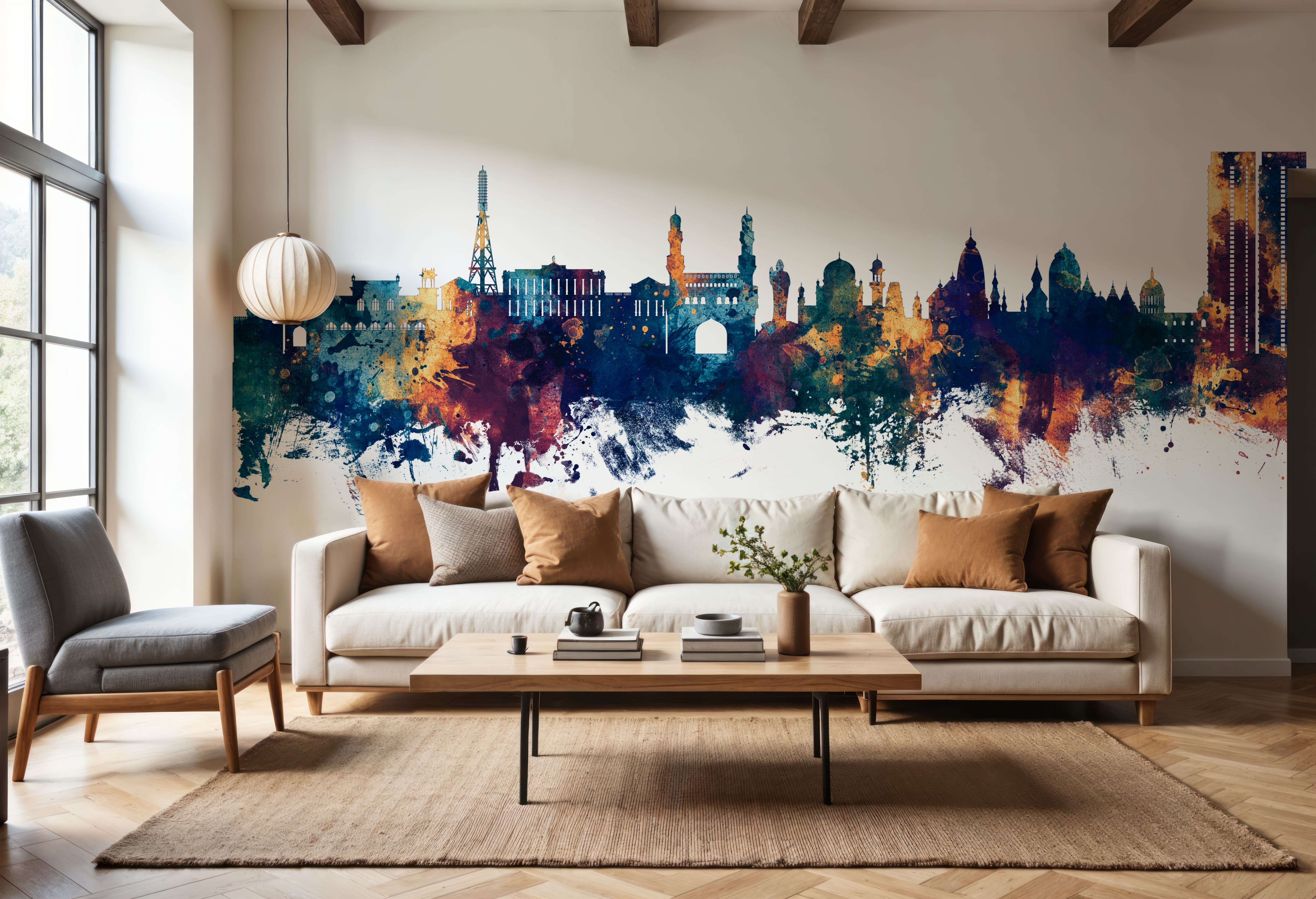 Hyderabad Skyline Blue & Bronze