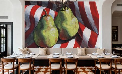 Two Pears on a Striped Cloth