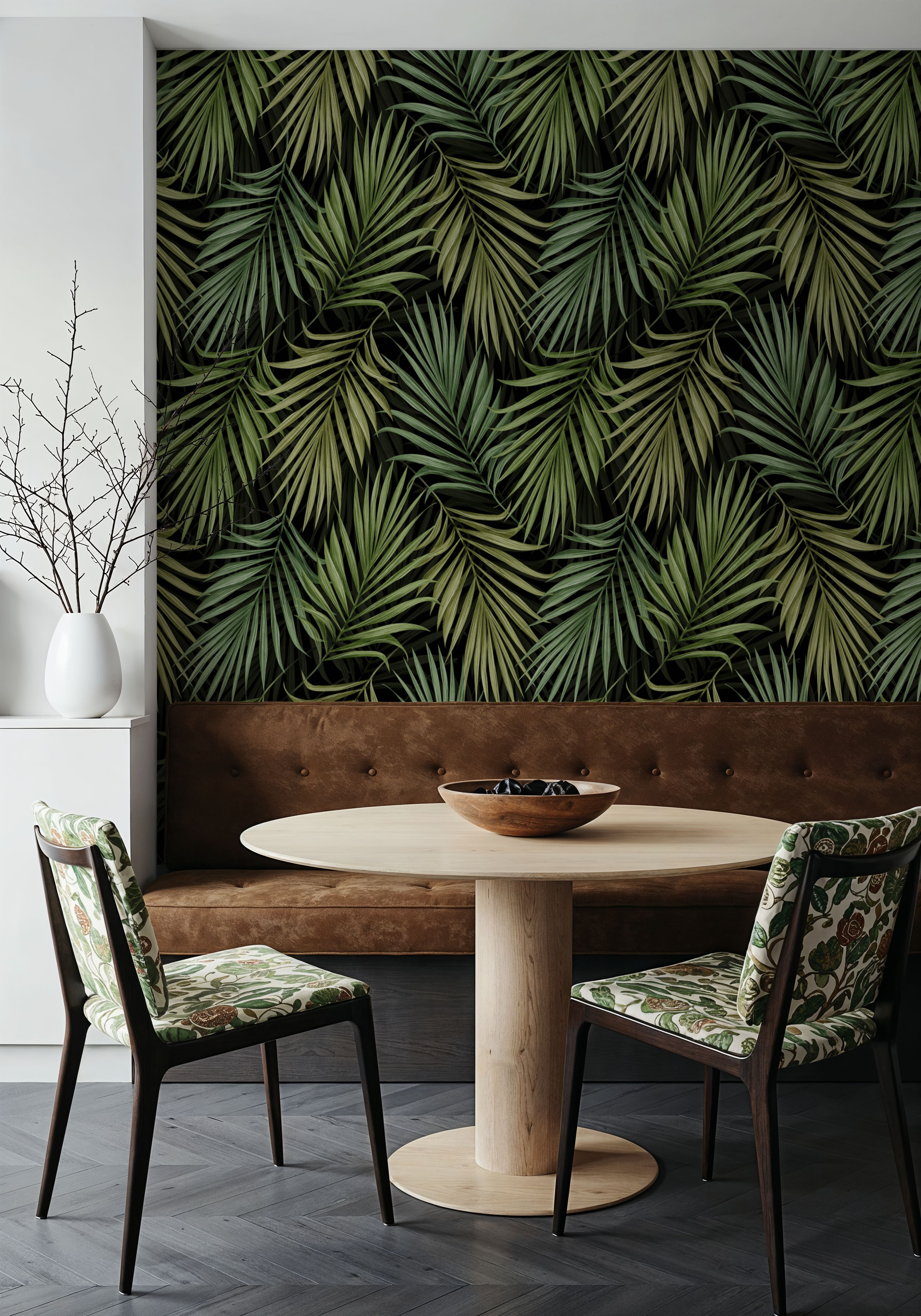 Bright Palms Pattern, Lush Green, Wallpaper