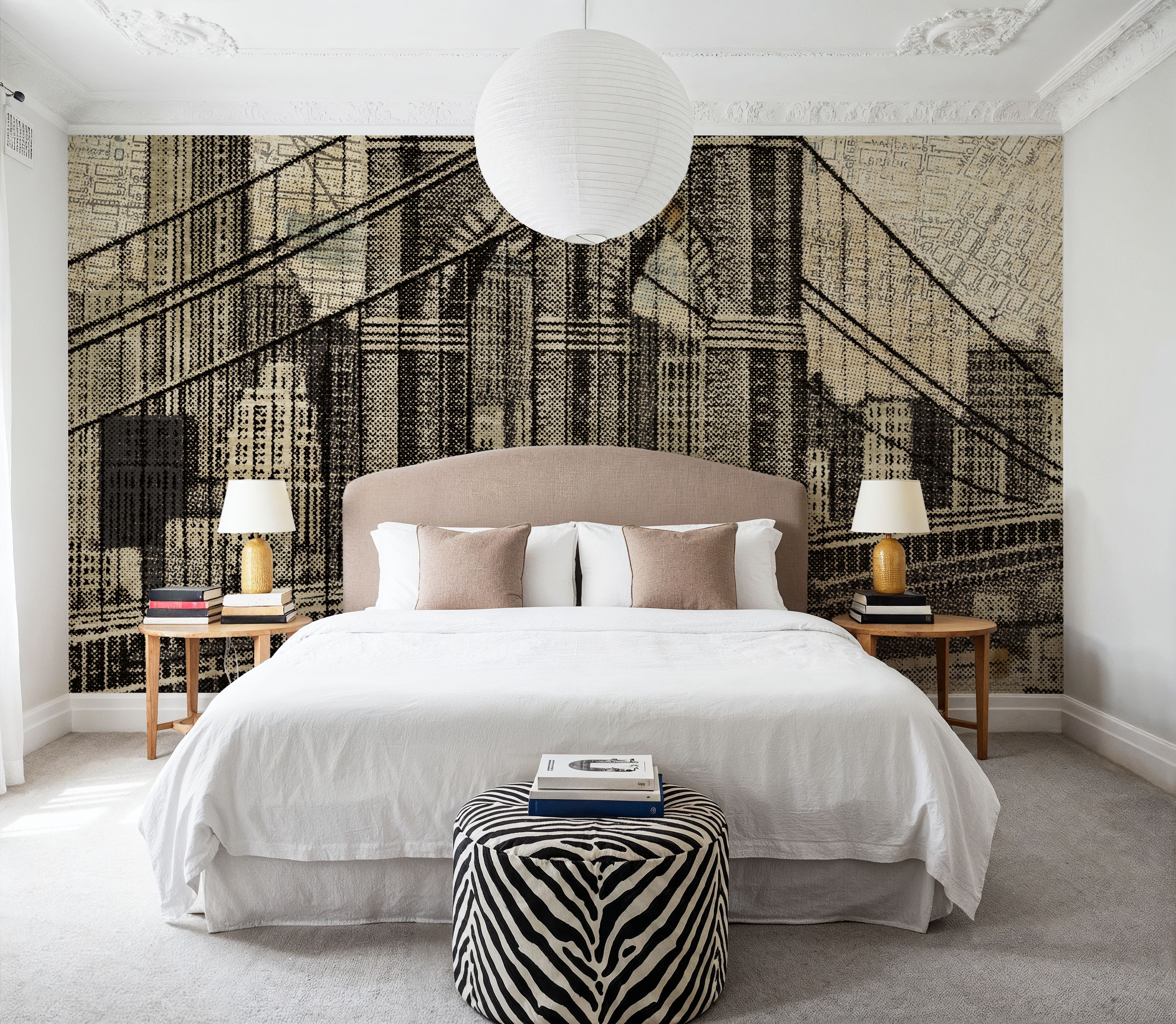 Vintage NY Brooklyn Bridge Skyline