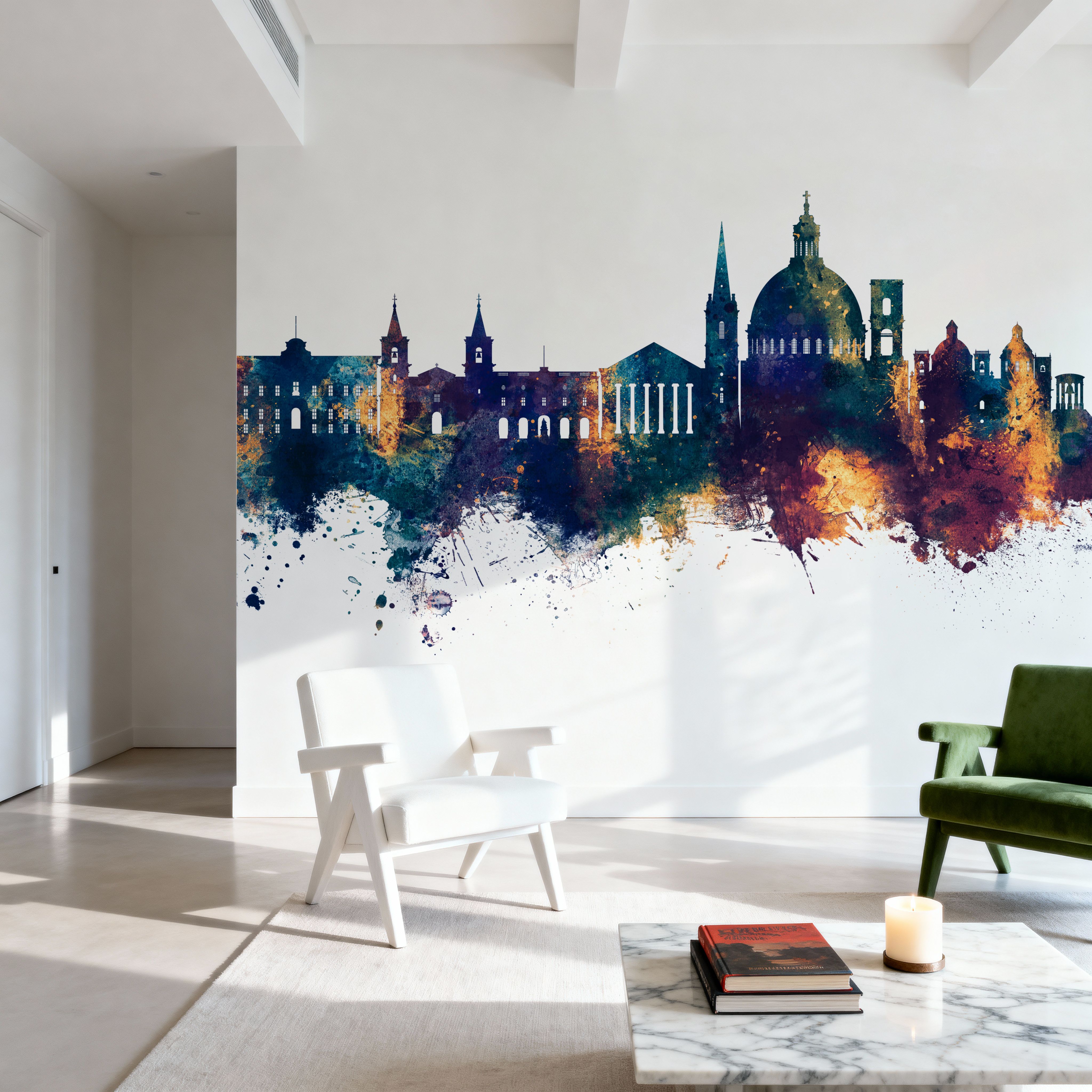 Valletta Malta Skyline Blue & Bronze