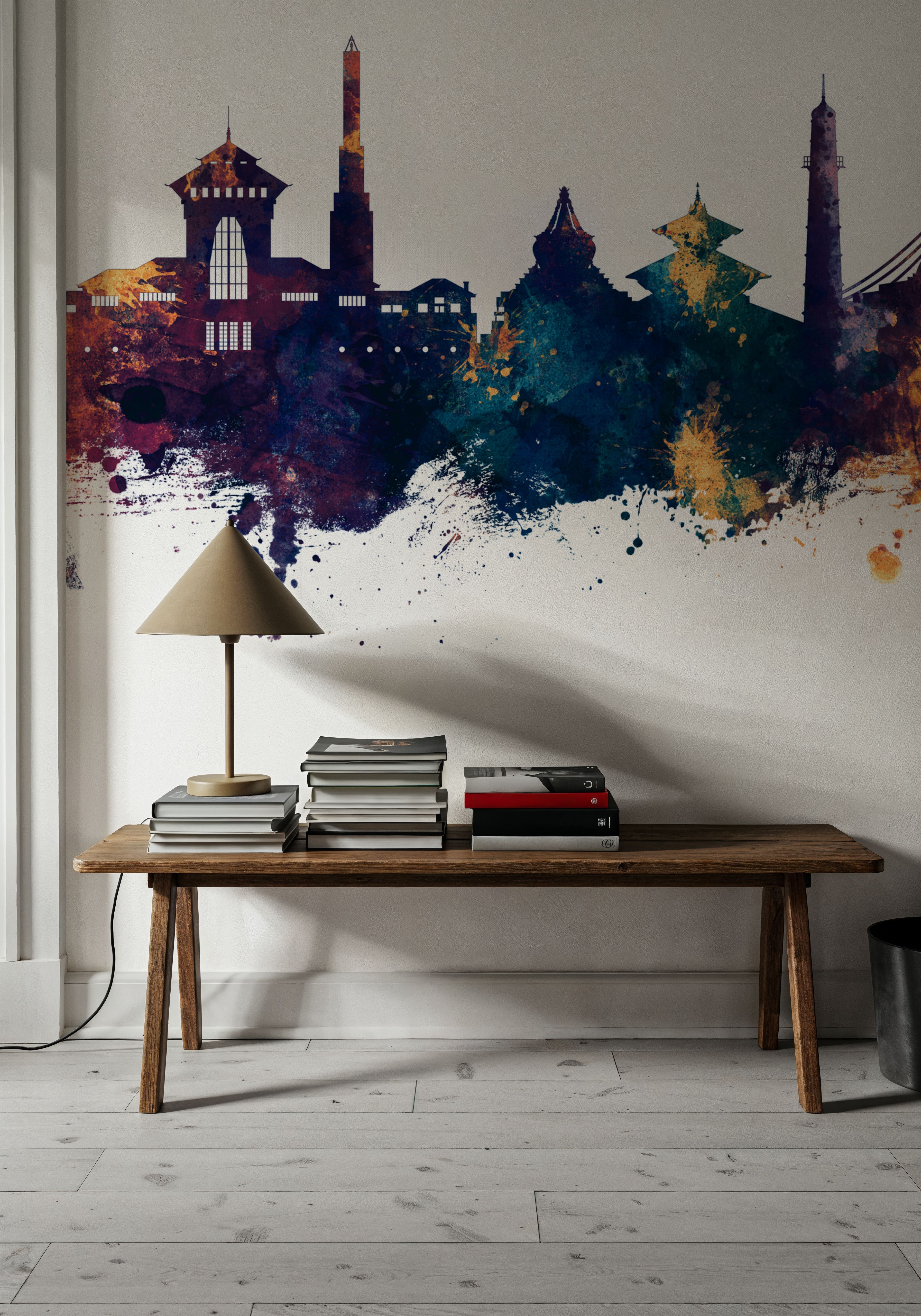 Kathmandu Nepal Skyline Blue & Bronze