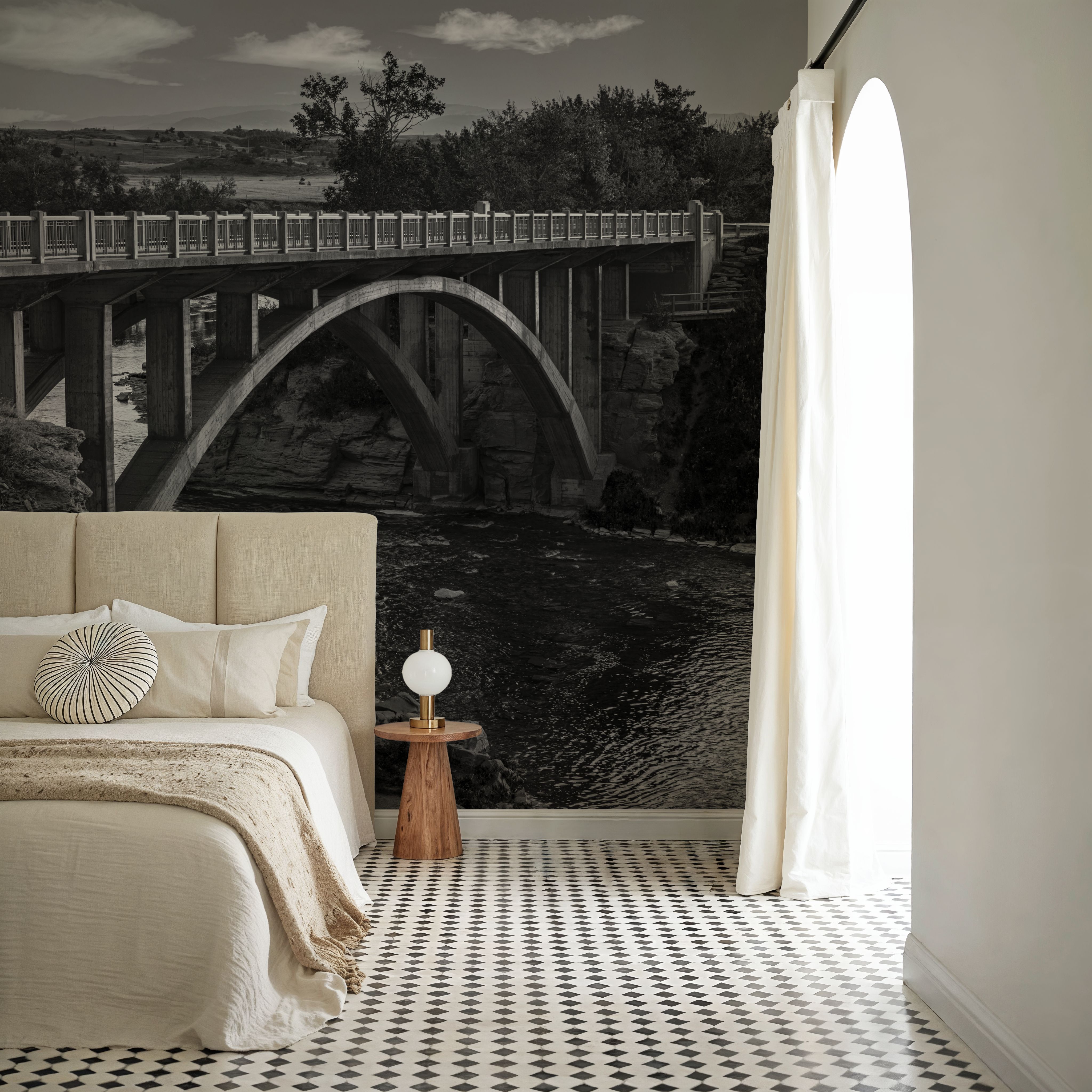 Lundbreck Falls Bridge BW