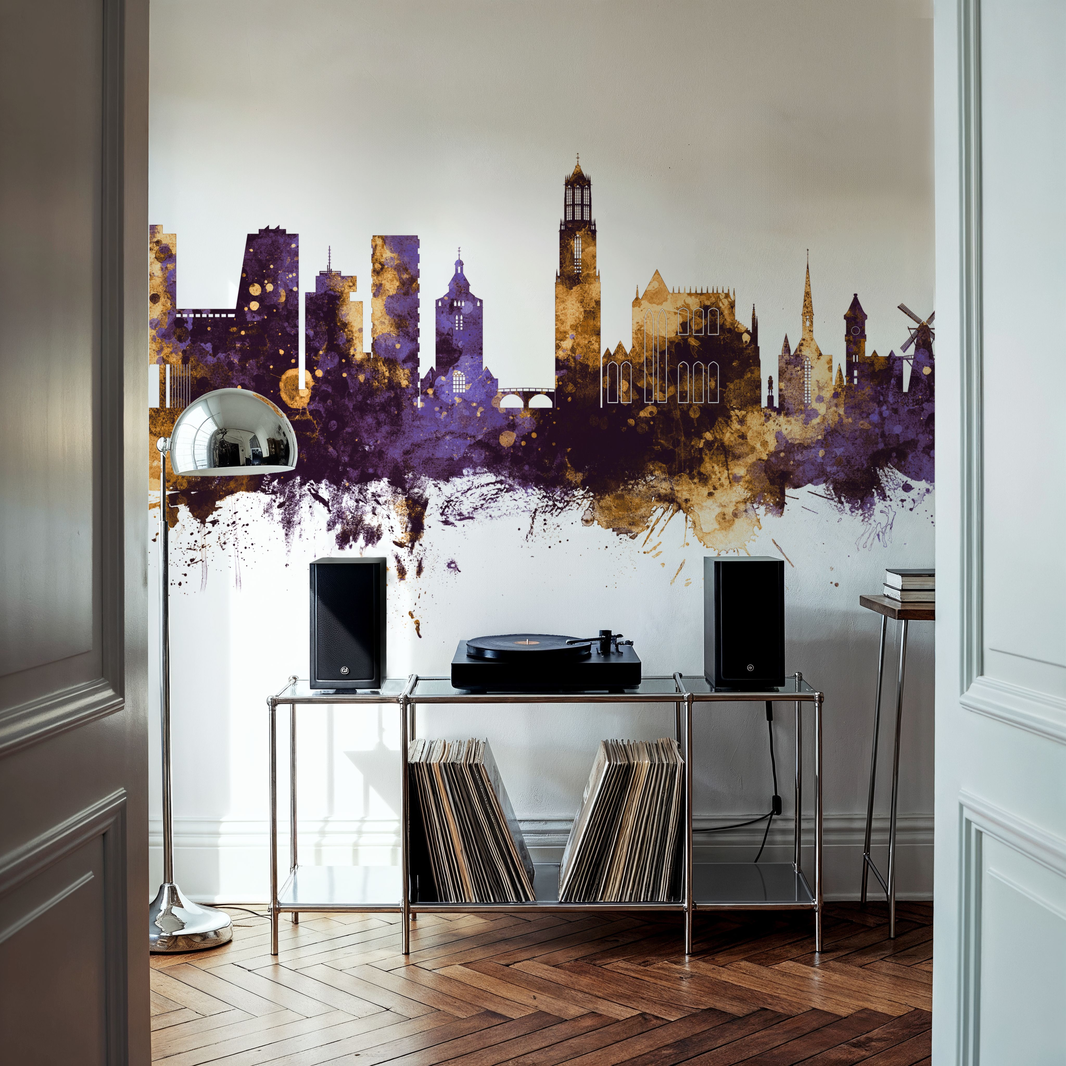 Utrecht The Netherlands Skyline Purple & Gold