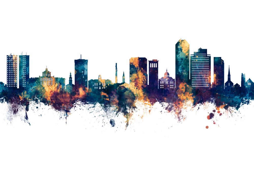 Lexington Kentucky Skyline Blue & Bronze