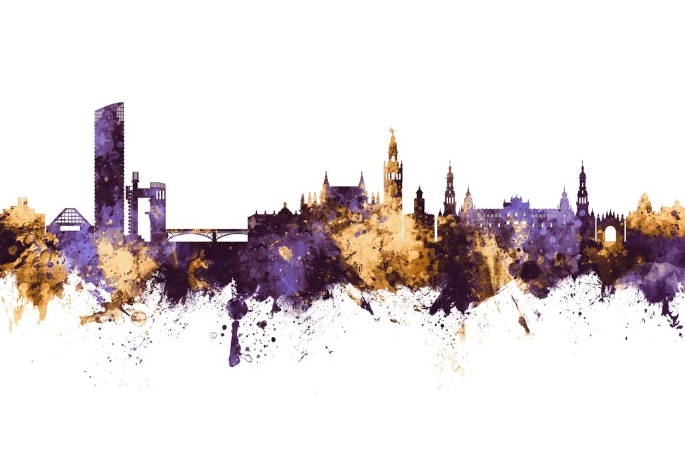 Sevilla Skyline Purple & Gold