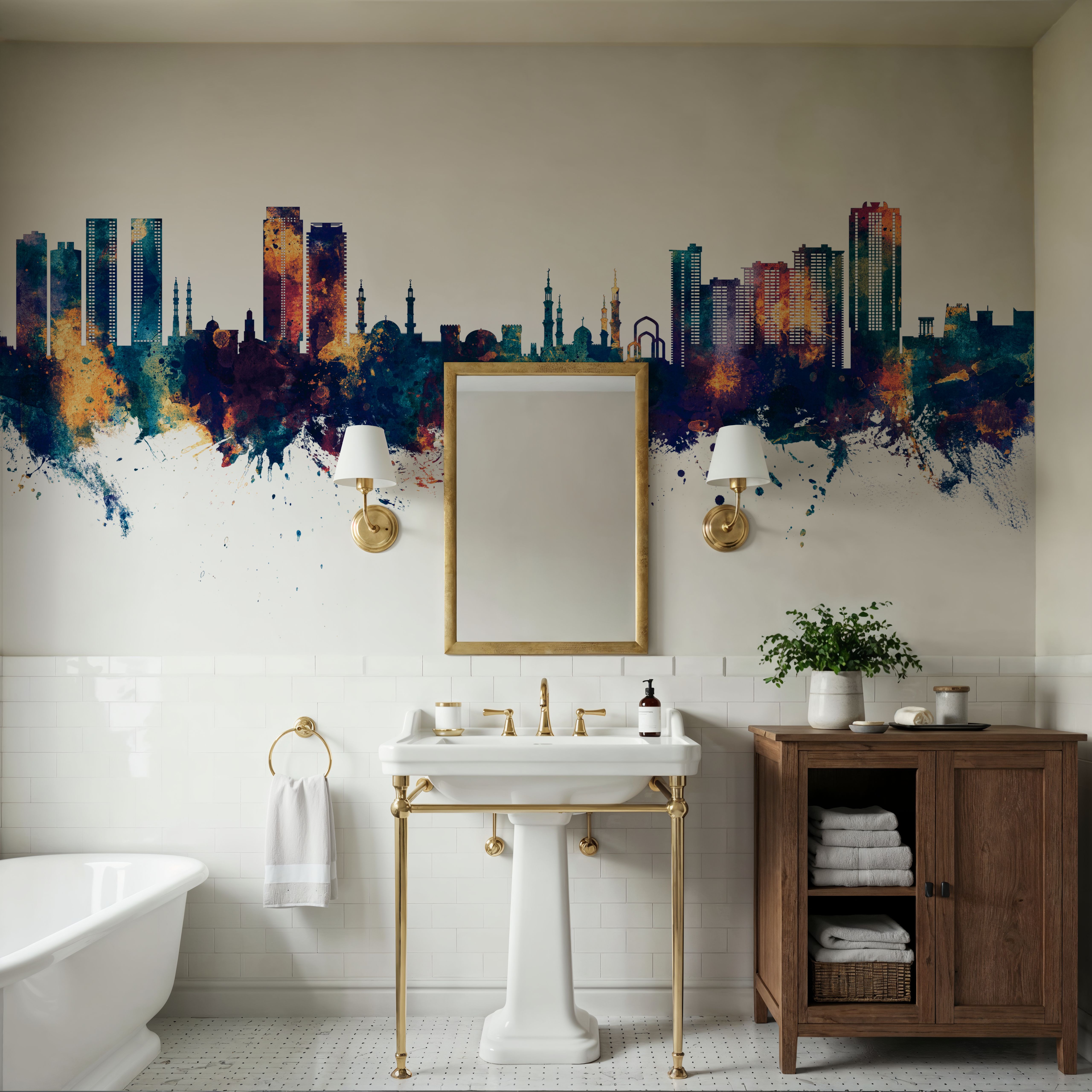 Ajman Skyline Blue & Bronze