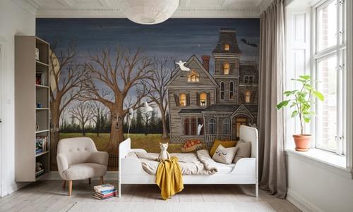 Haunted House with Full Moon