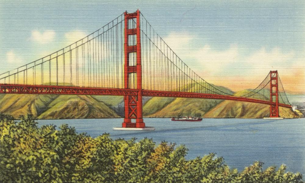 Greetings from Golden Gate - Screenprint Postcard