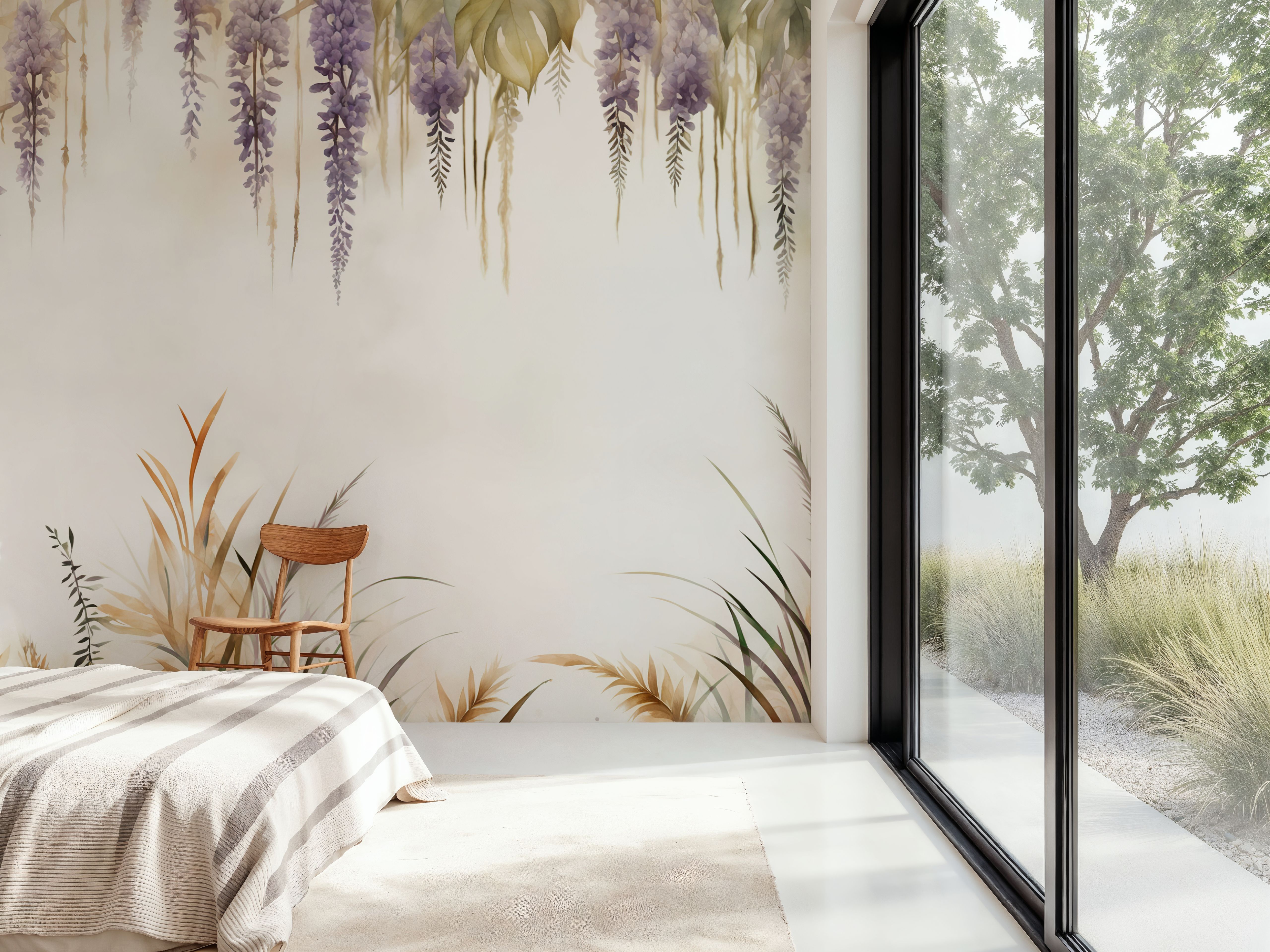 Wisteria and Field Grasses
