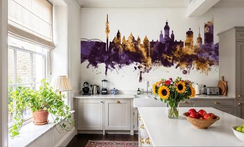 Leipzig Germany Skyline Purple & Gold