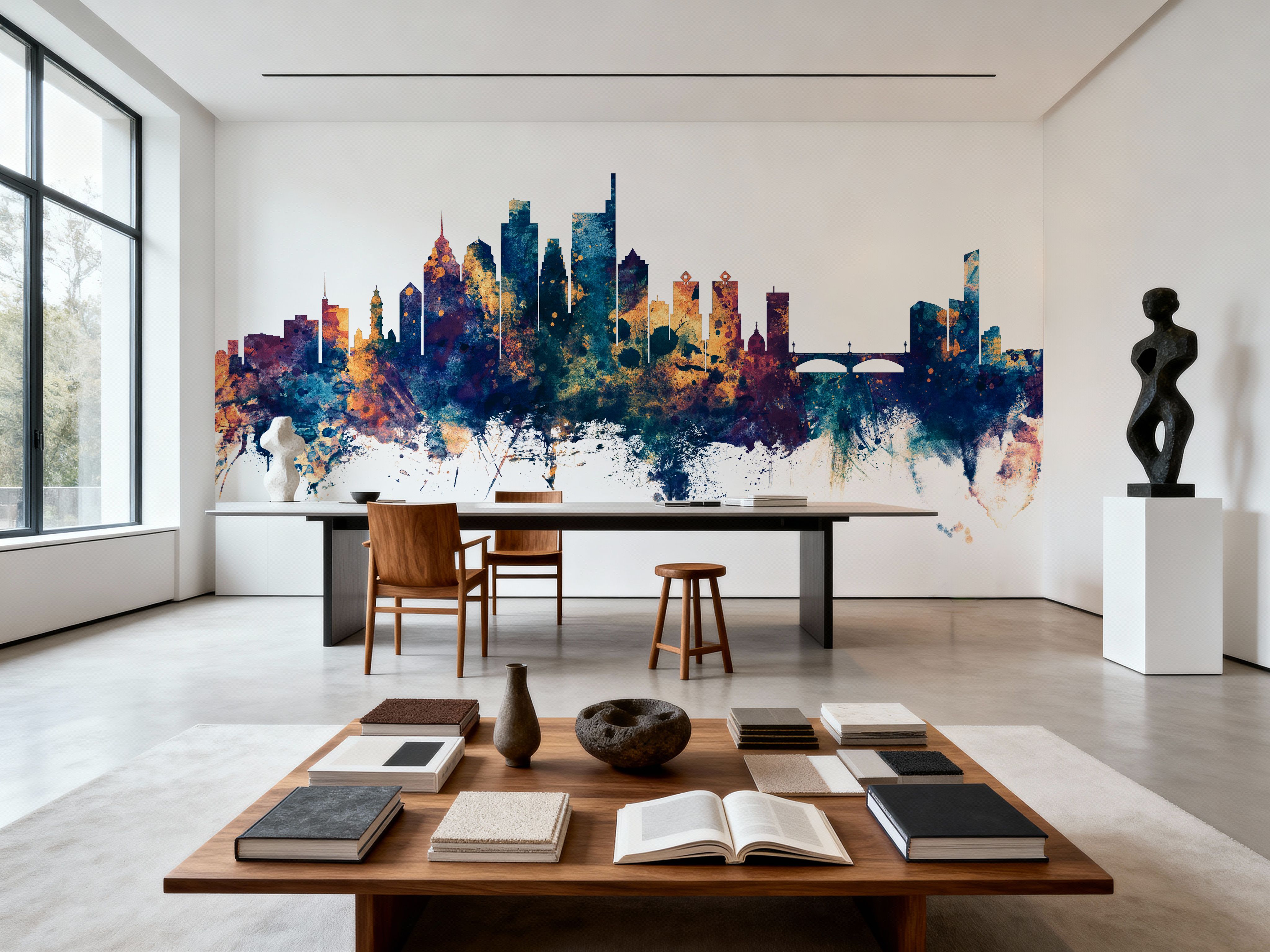 Philadelphia Skyline Blue & Bronze