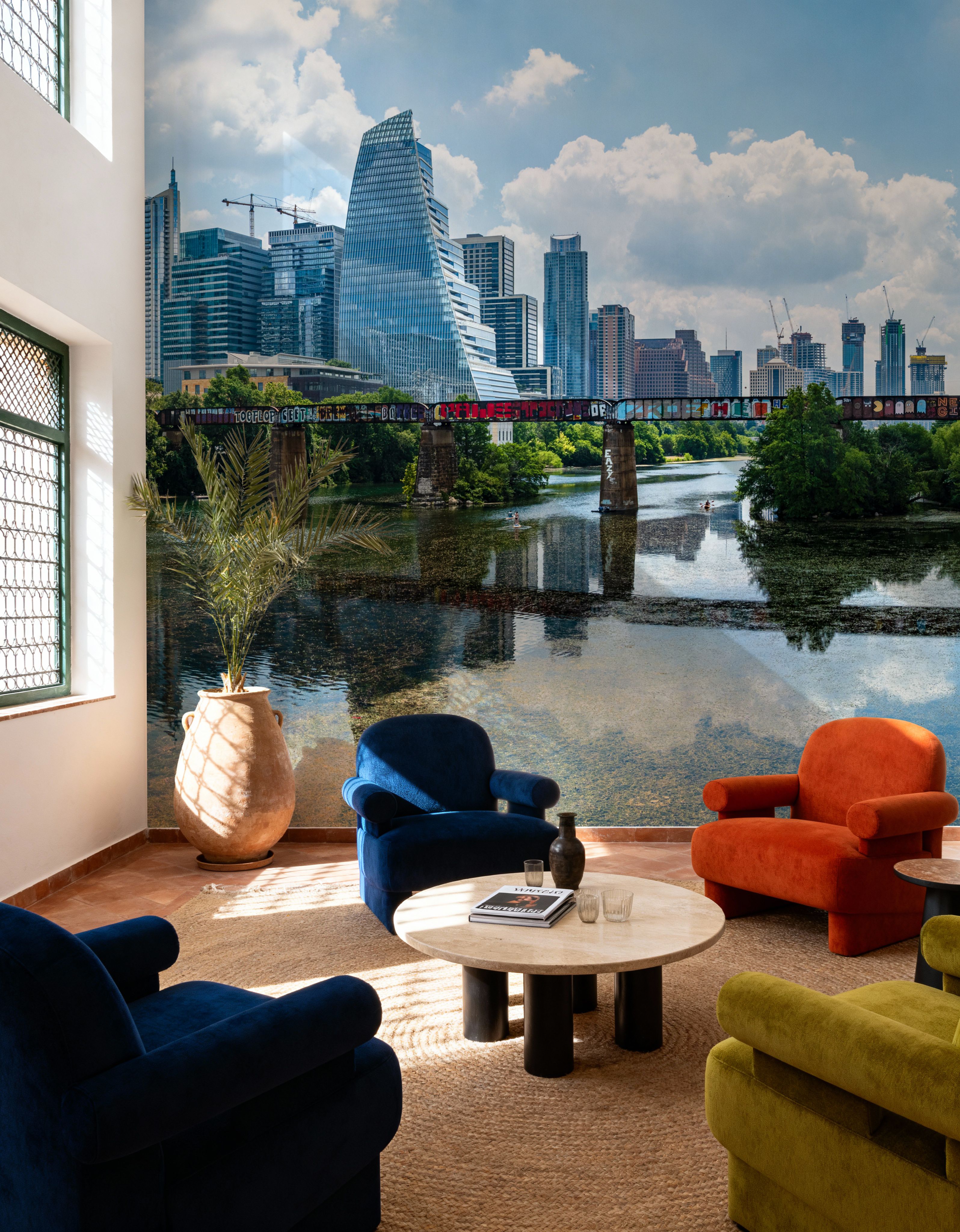 Urban Skyscrapers Blue Sky Reflection