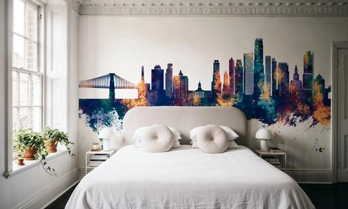 Brooklyn New York Skyline Blue & Bronze