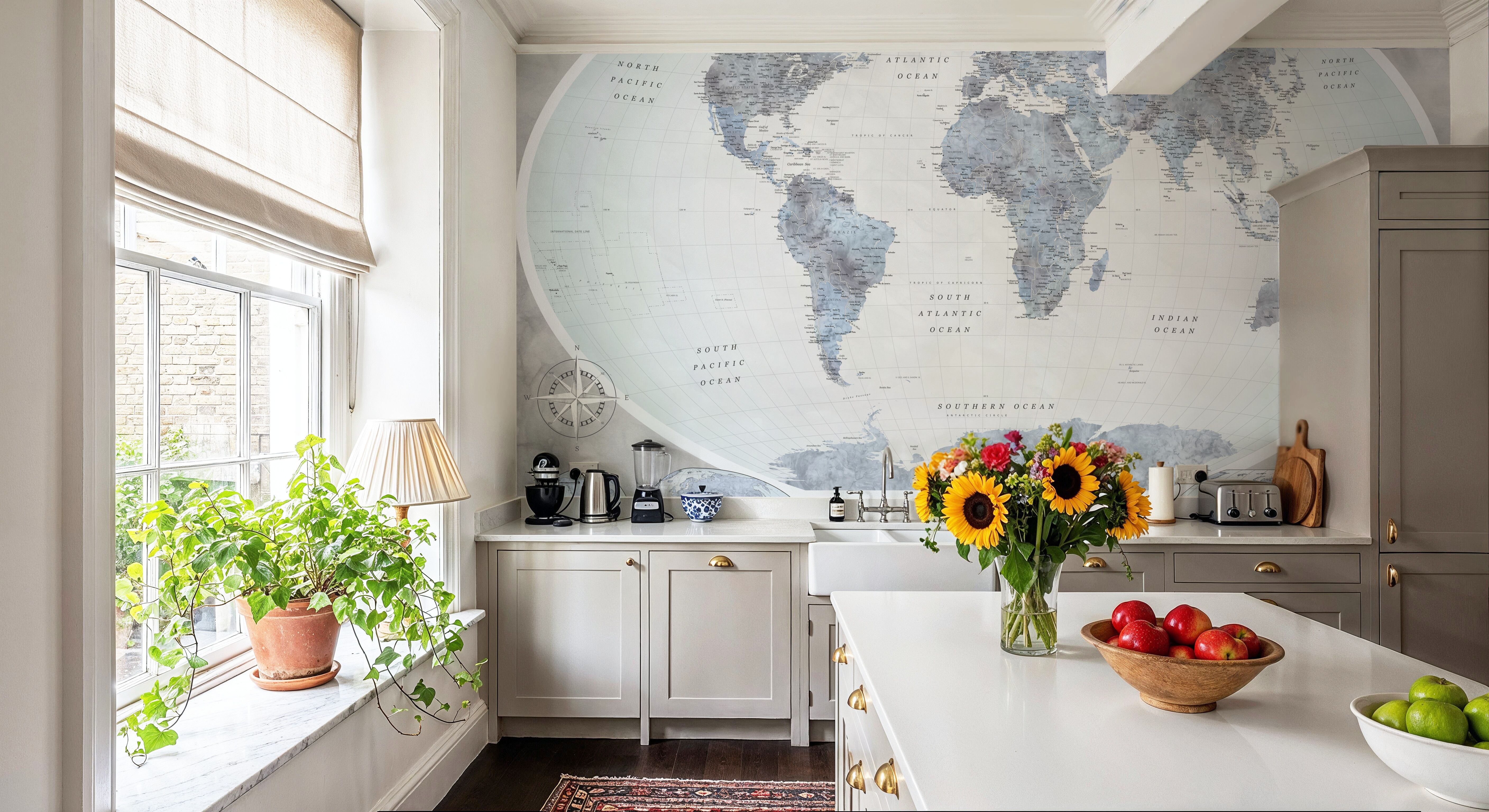 World Map Atlas Blue