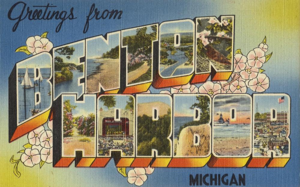 Greetings from Benton Harbor Flowers - Screenprint Postcard