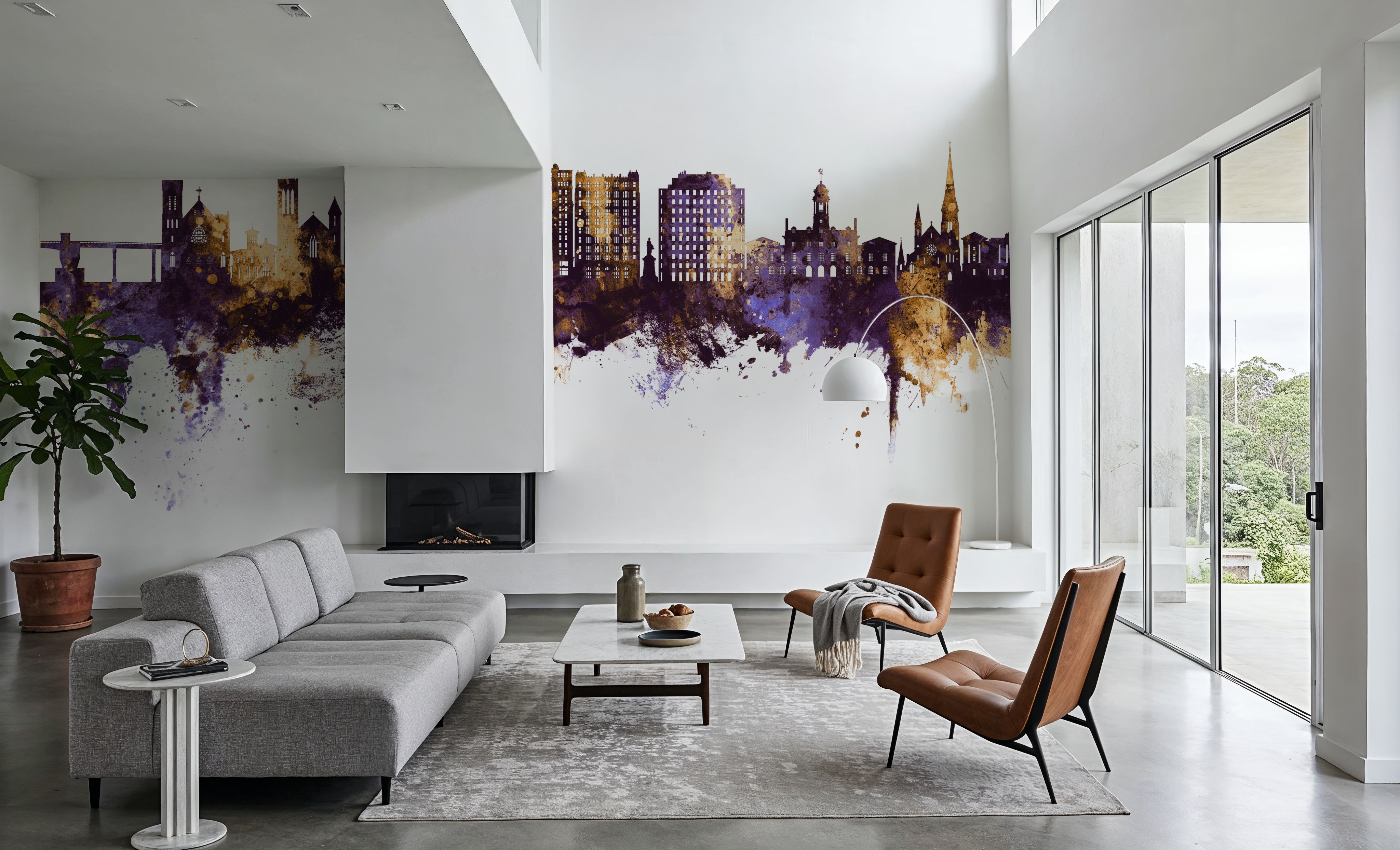 Portland Maine Skyline Purple & Gold