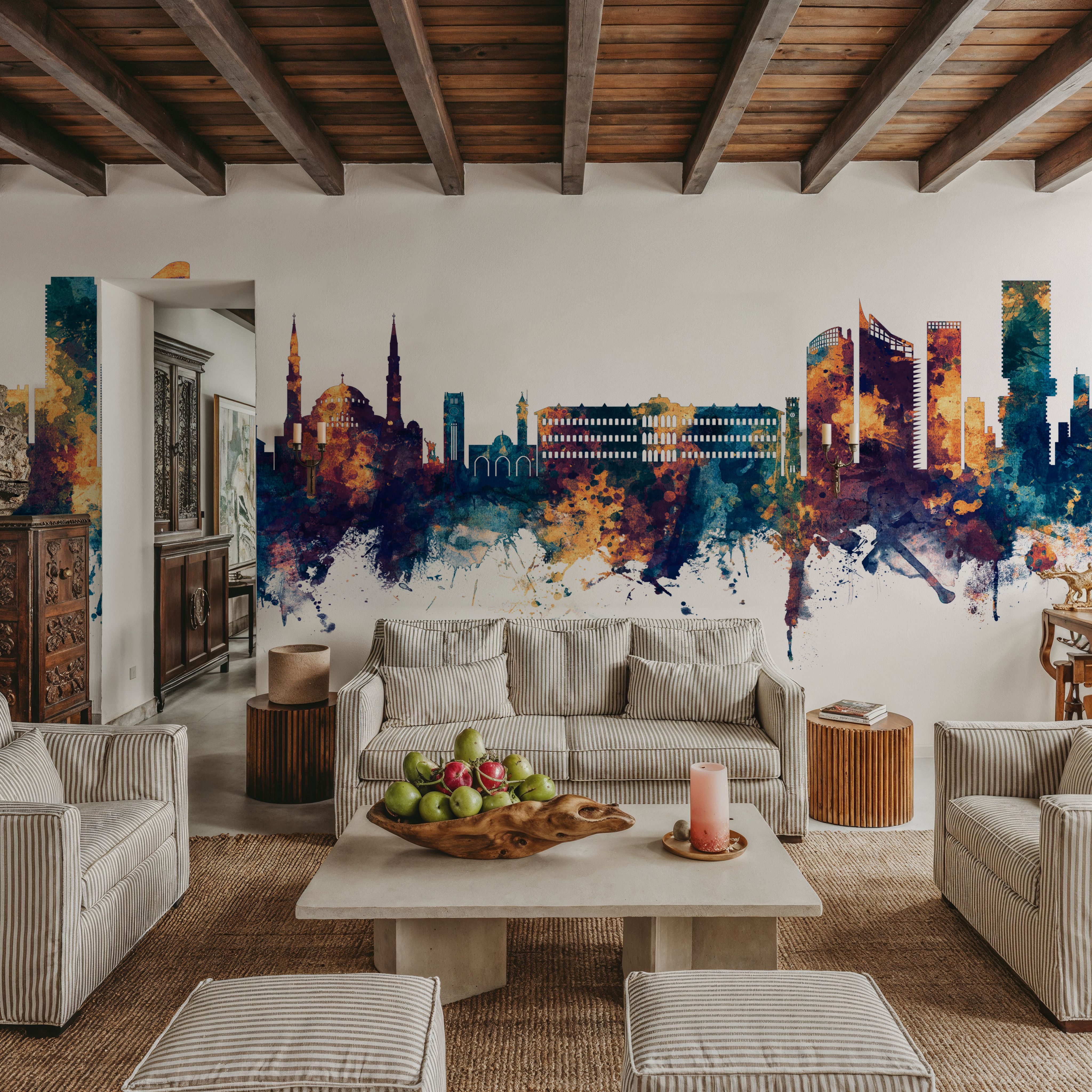 Beirut Lebanon Skyline Blue & Bronze