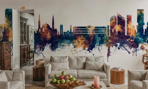 Beirut Lebanon Skyline Blue & Bronze