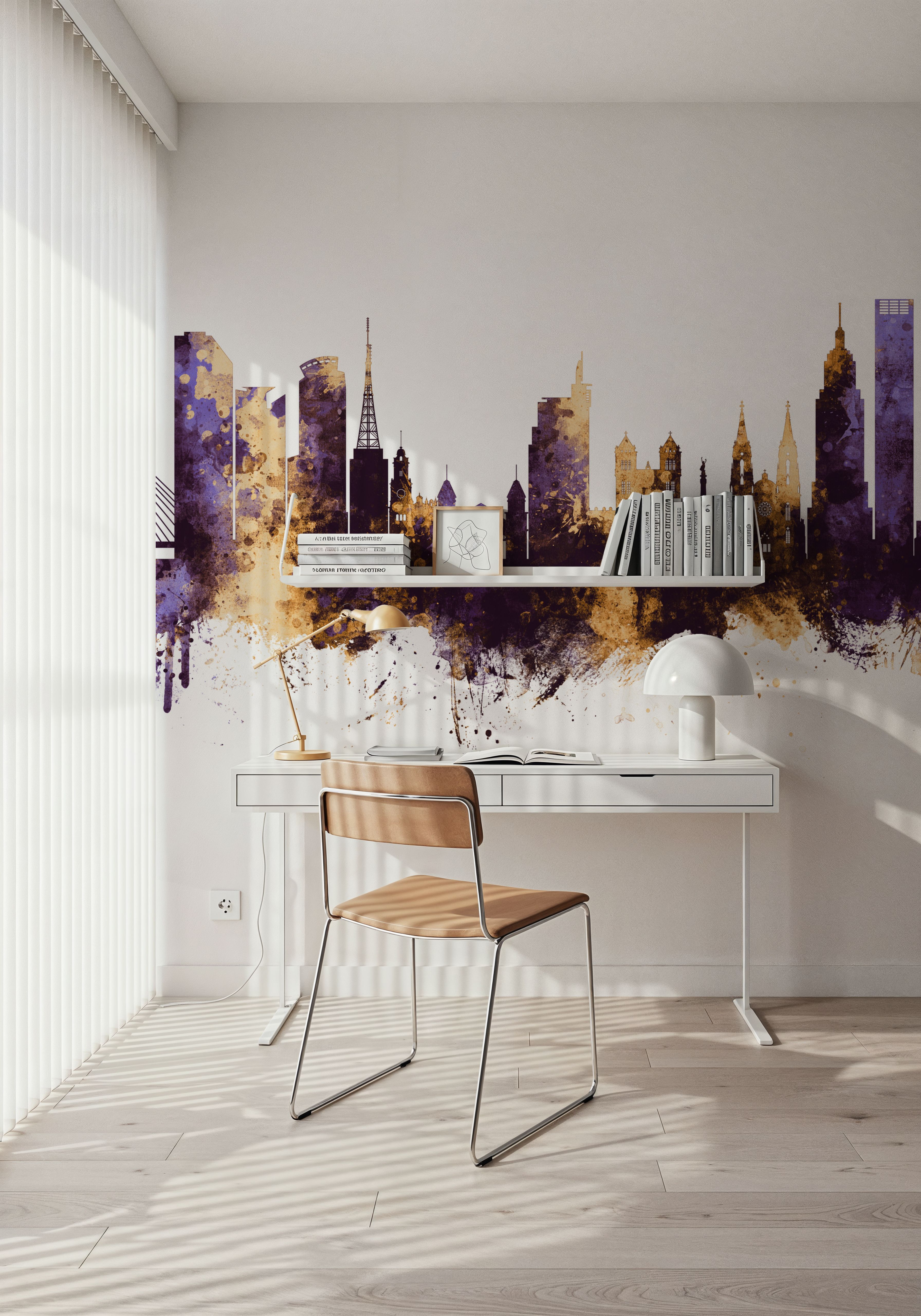 São Paulo Brazil Skyline Purple & Gold