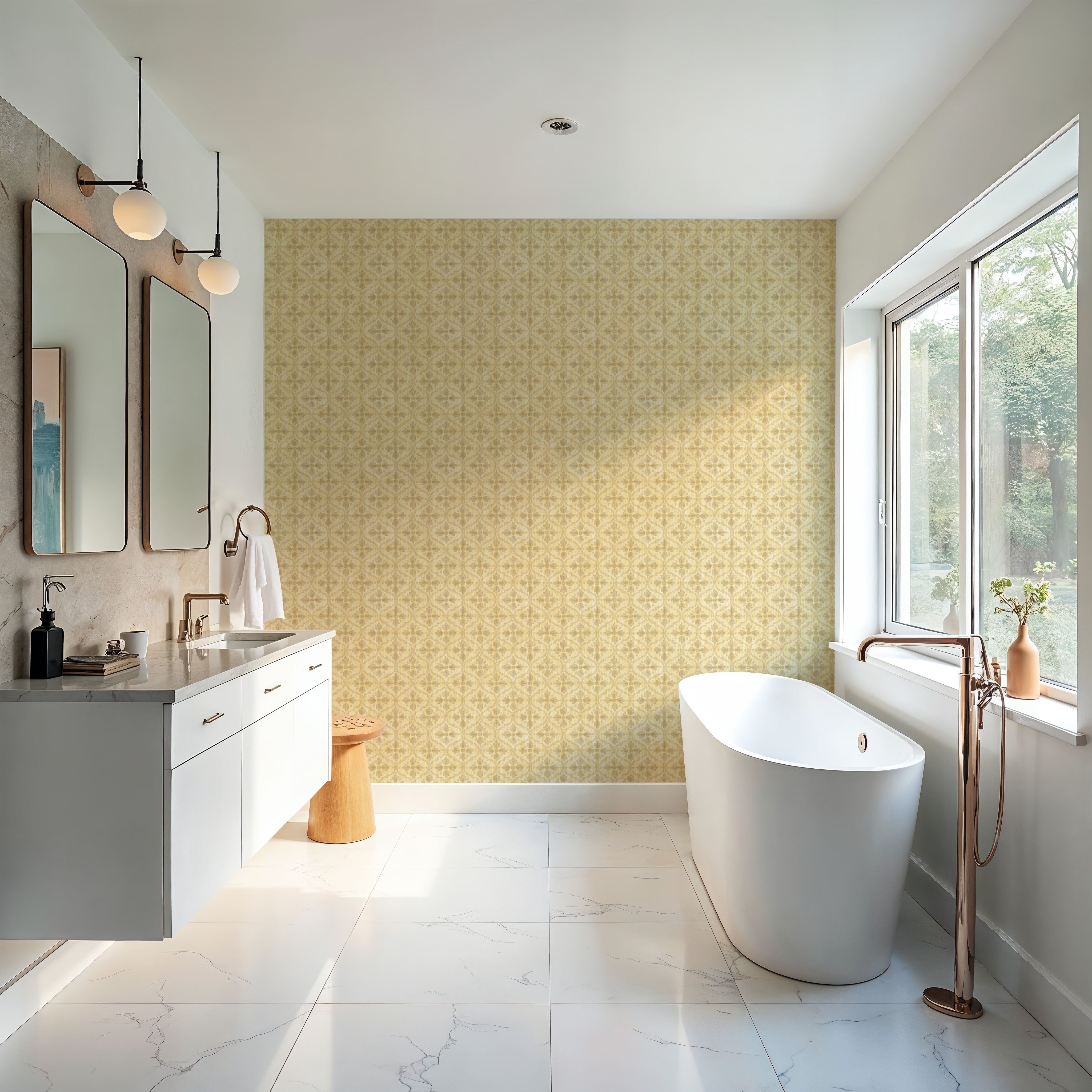 Quatrefoil Watercolor Trellis, Butter