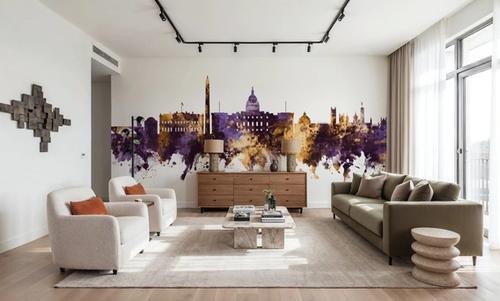 Washington DC Skyline Purple & Gold