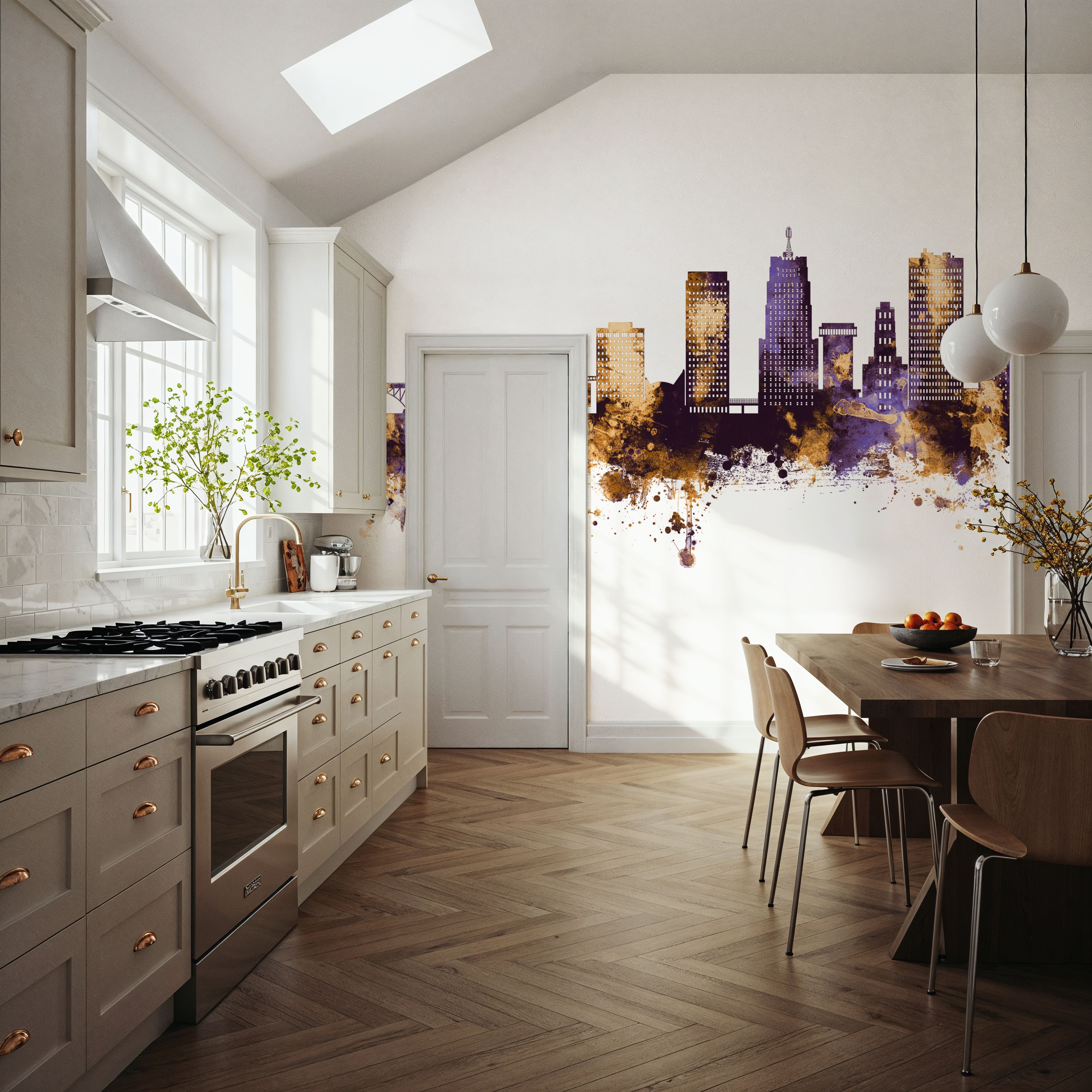 Akron Ohio Skyline Purple & Gold