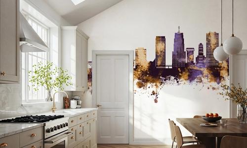 Akron Ohio Skyline Purple & Gold