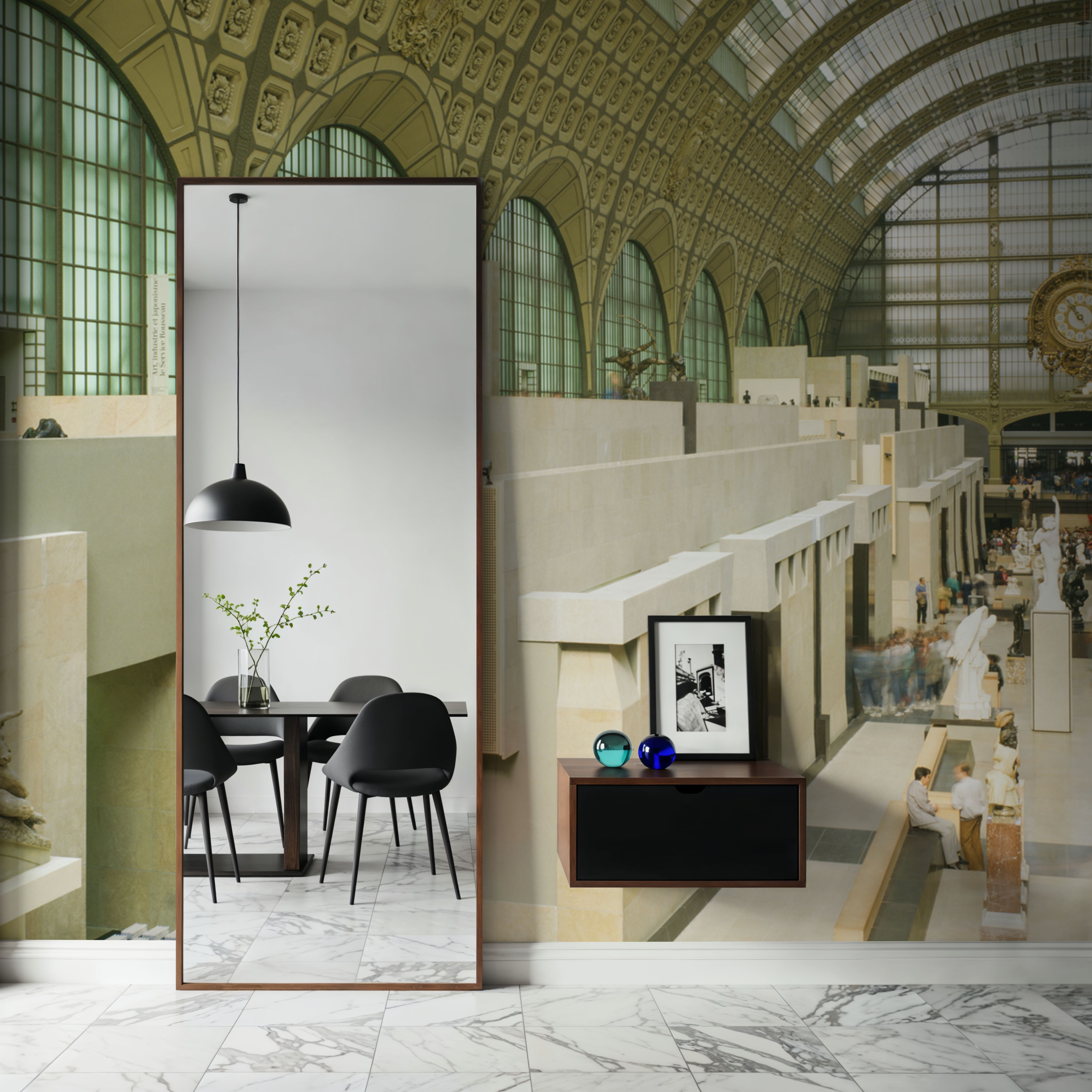 Wall Mural - Grand Gallery Hall - Architecture Folk mural wallpaper - Brown - Dining Room - Wallism US - Premium, Textured or Peel & Stick