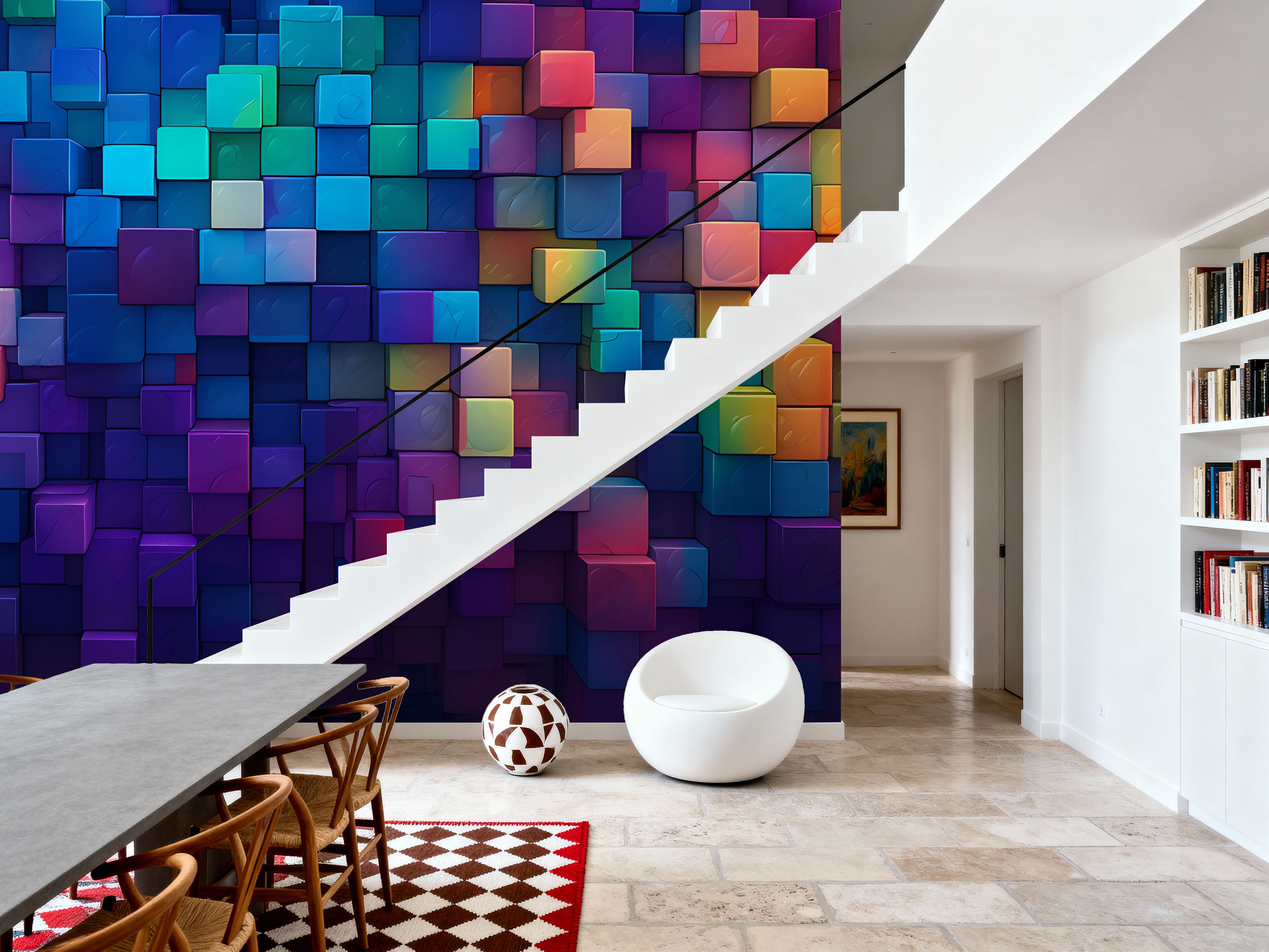 Wall Mural - Building Blocks Army - Abstract Squares mural wallpaper - Living room - Wallism US - Premium, Textured or Peel & Stick