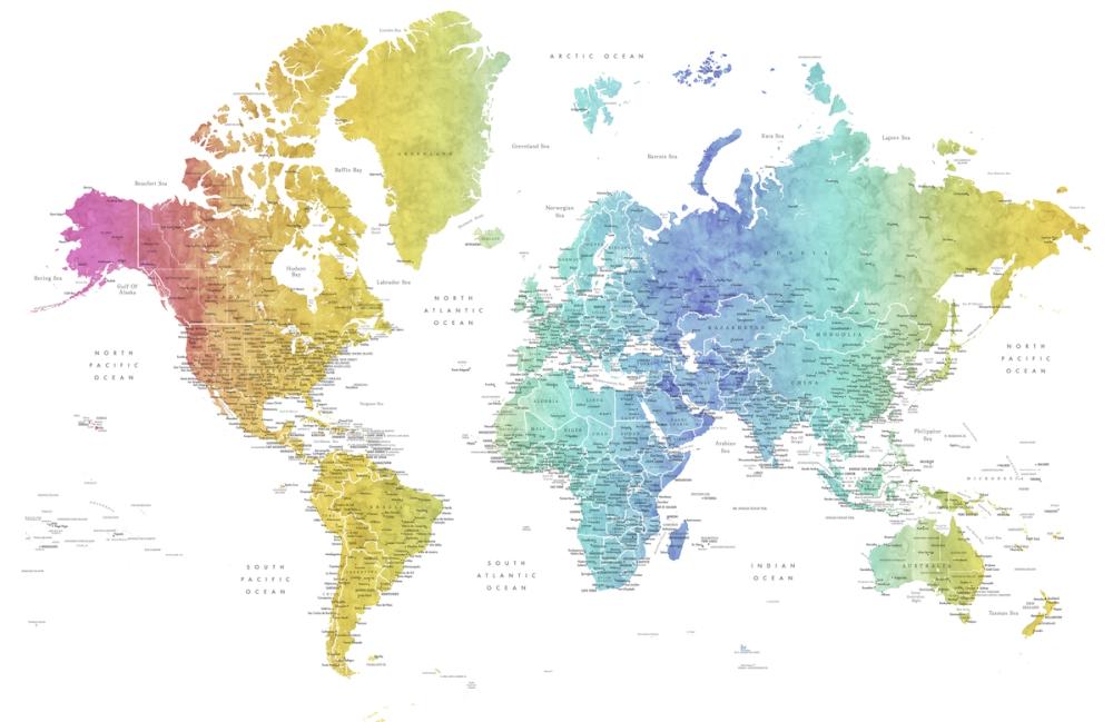 World Map Cities - Adrius