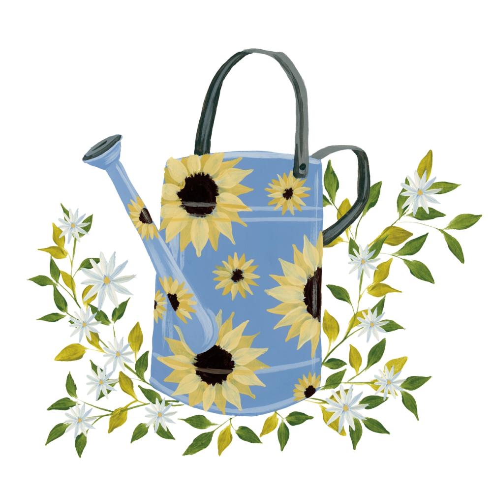 Watering Can with Daisies