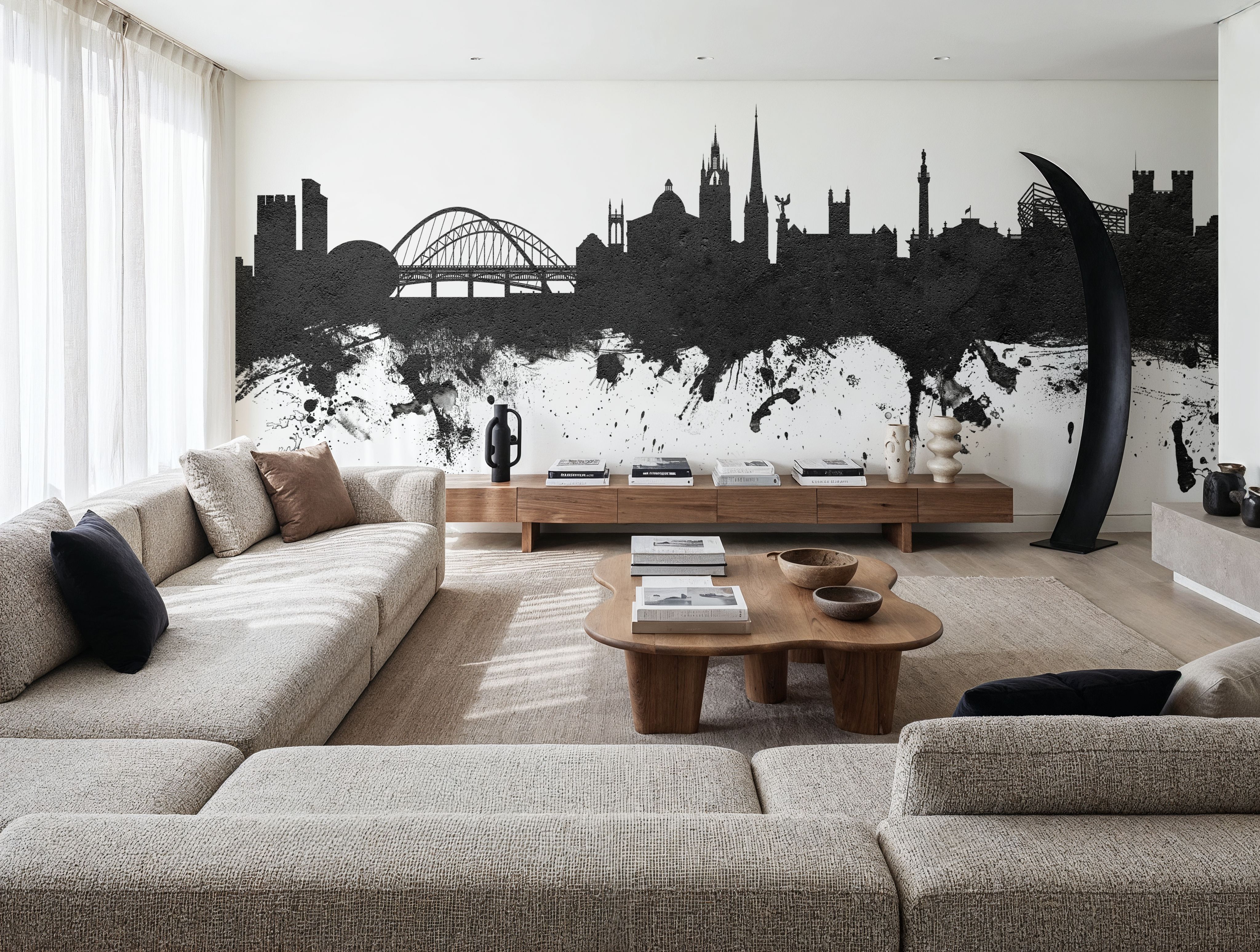 Newcastle England Skyline Black & White