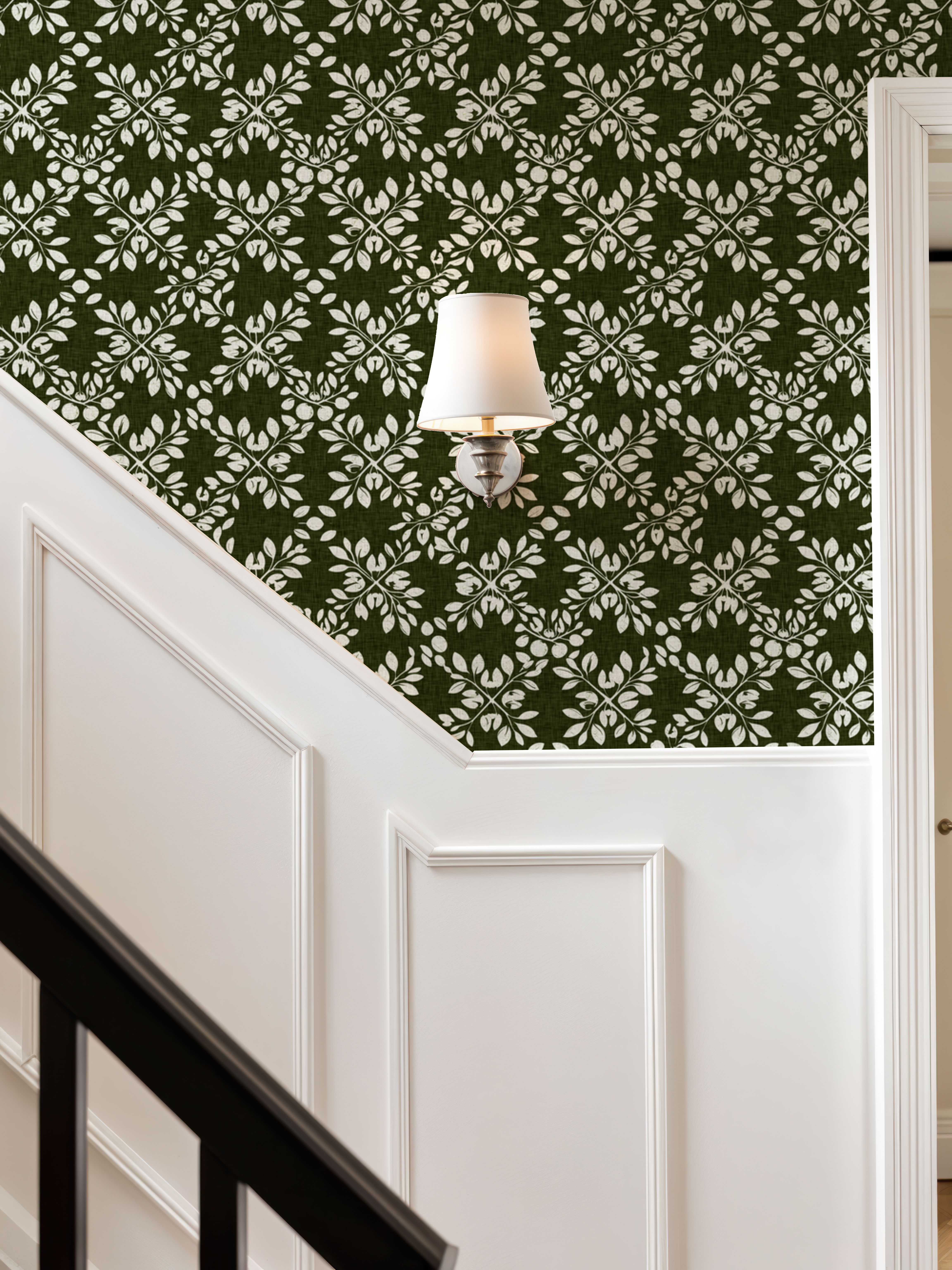 Trellis Leaves, Forest Green